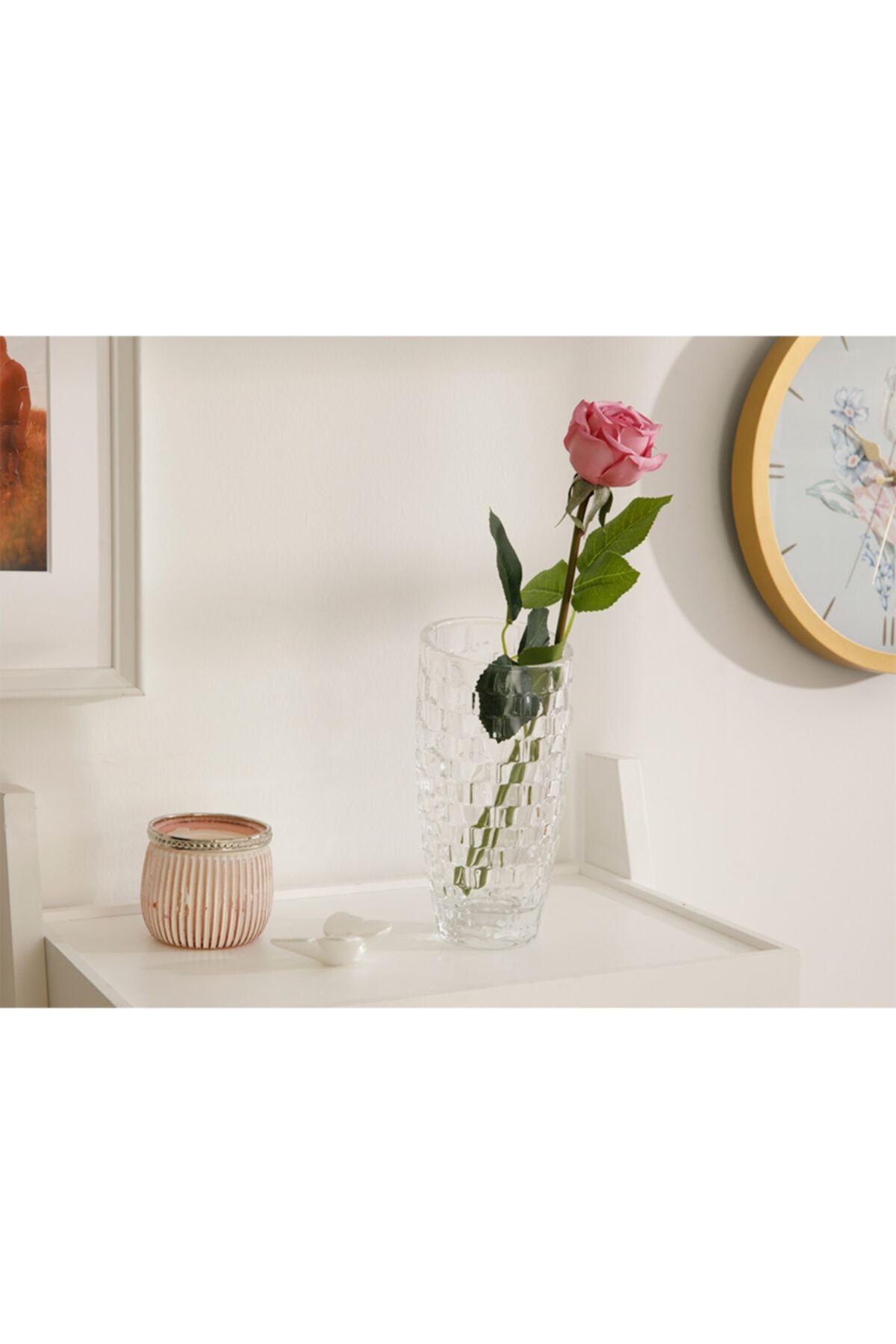English Home Corsage Kumaş Tek Dal Yapay Çiçek 44 Cm Koyu Pembe