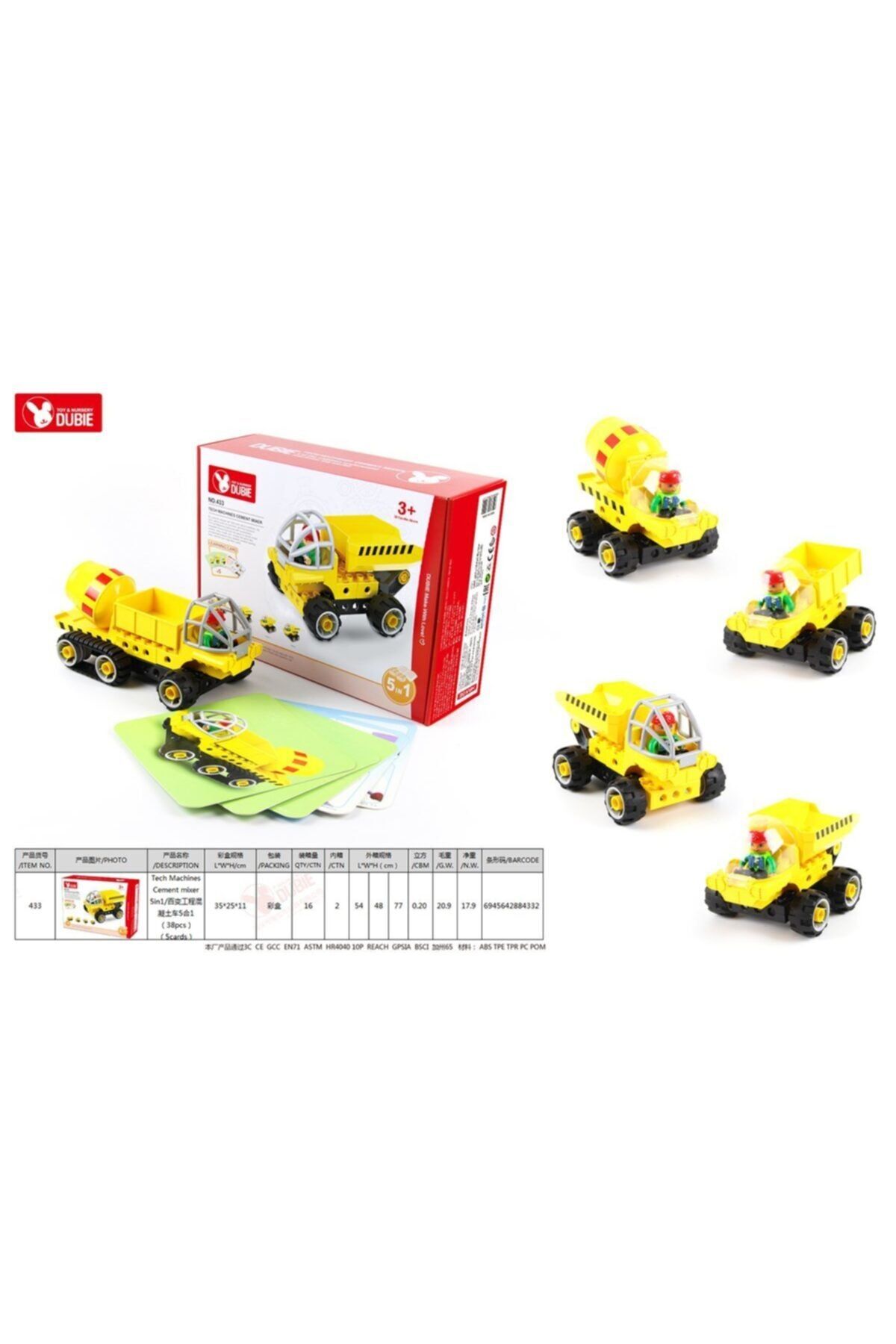 LEGO Lisinya193 433 Dubie İnşaat Araçları 5in1 / 38 parça +5 Kart /+3 yaş alithestereo