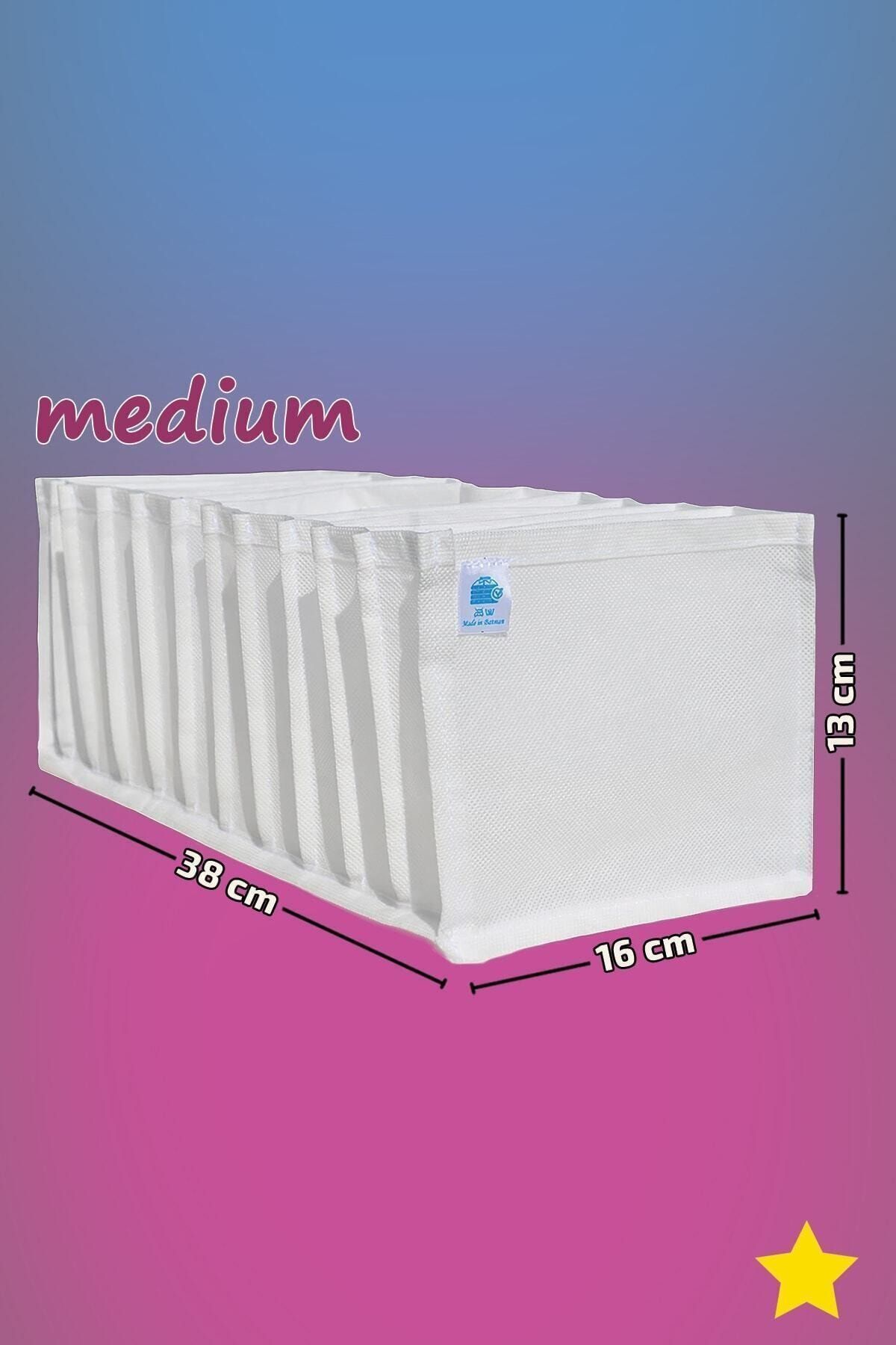 MİA Home Production Beyaz - Medium Boy / 11 Gözlü Çekmece Düzenleyici - Cepli Organizer - Akordiyon Düzenleyici