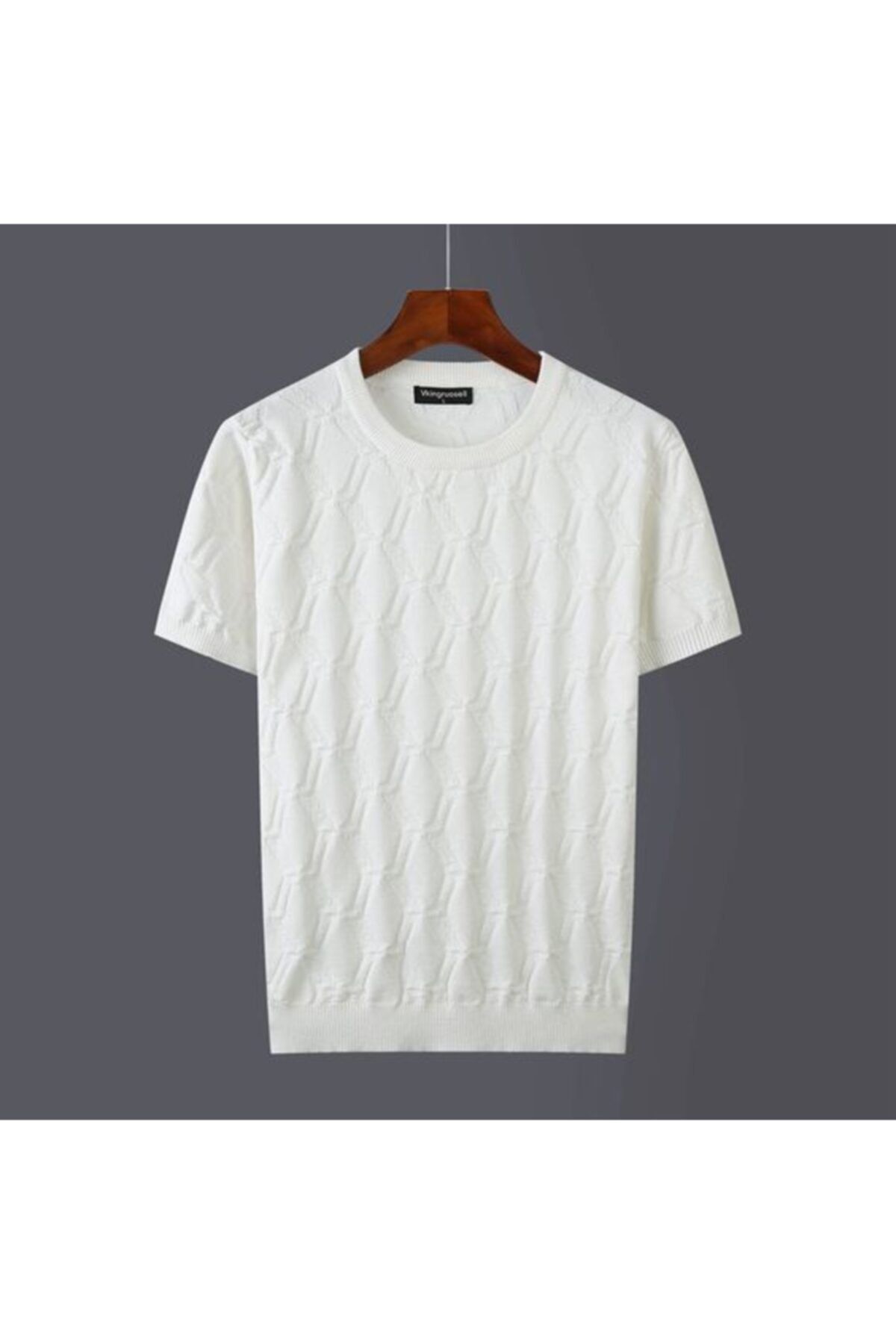 COOL TARZ Beyaz Erkek Yuvarlak Yaka Desenli Örme T-shirt