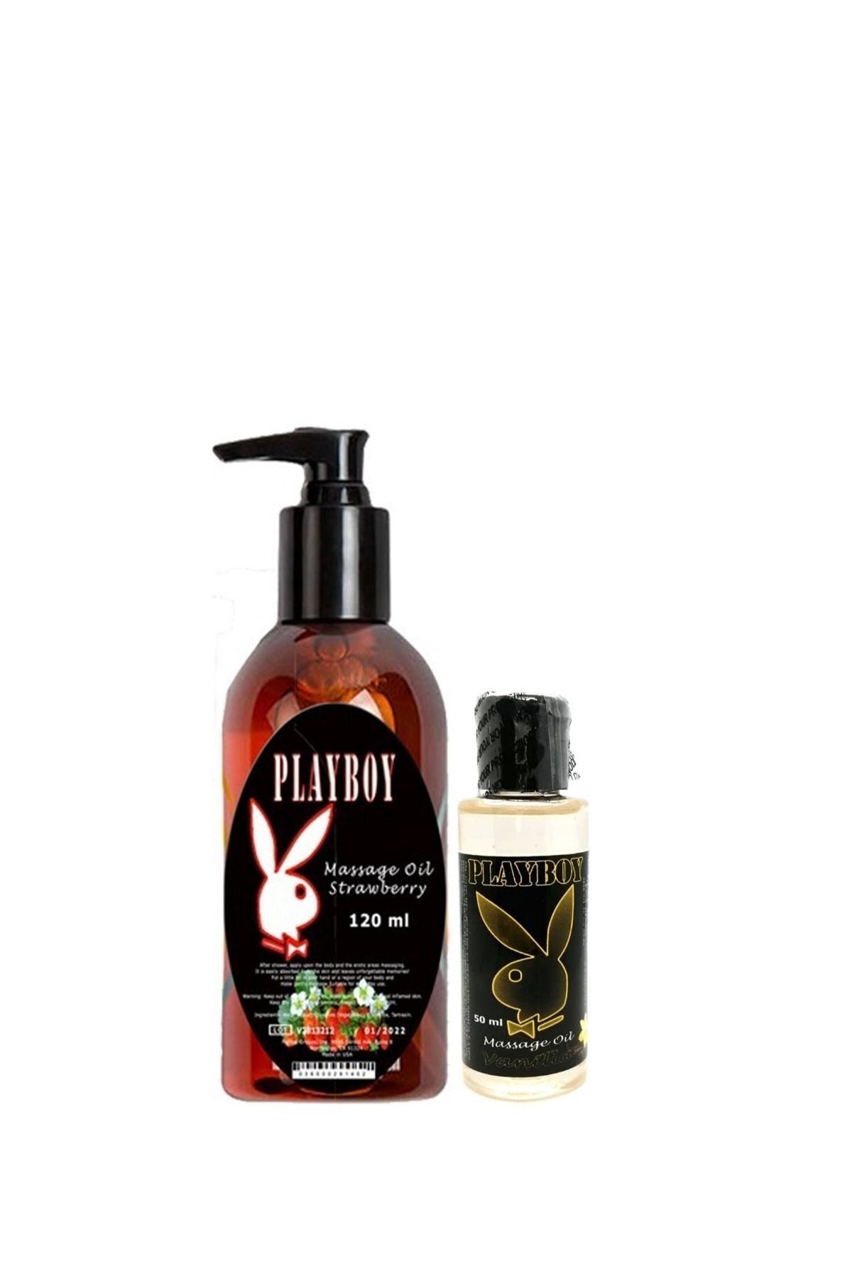 Playboy Aromaterapi Çilek Massage Oil 120 ml ve  Vanilya Aromalı Massage Vücut Masaj Yağı 50 ml