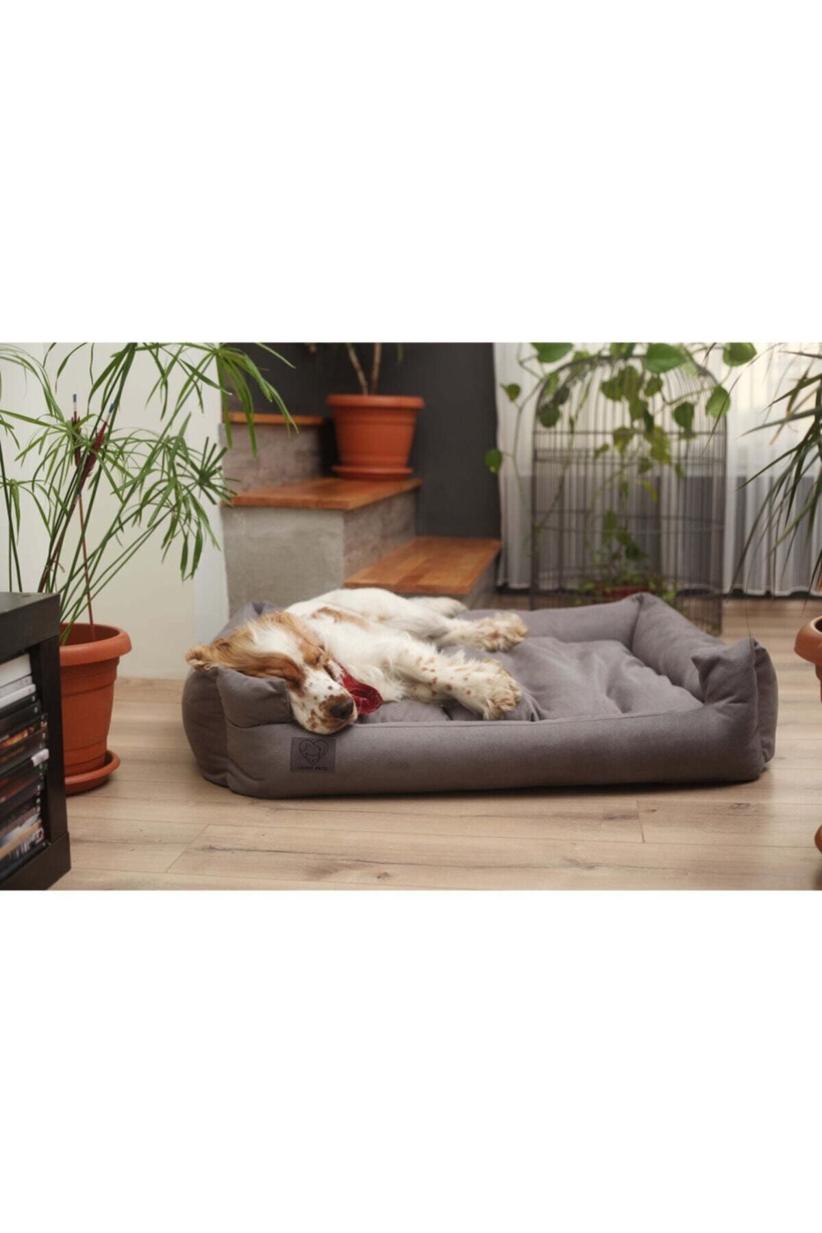 LUVLY PETS Köpek Yatağı Yıkanabilir - Tüplü Tay Tüylü Luvly Dream Box Köpek Yatağı - Gri - X-large 100x80