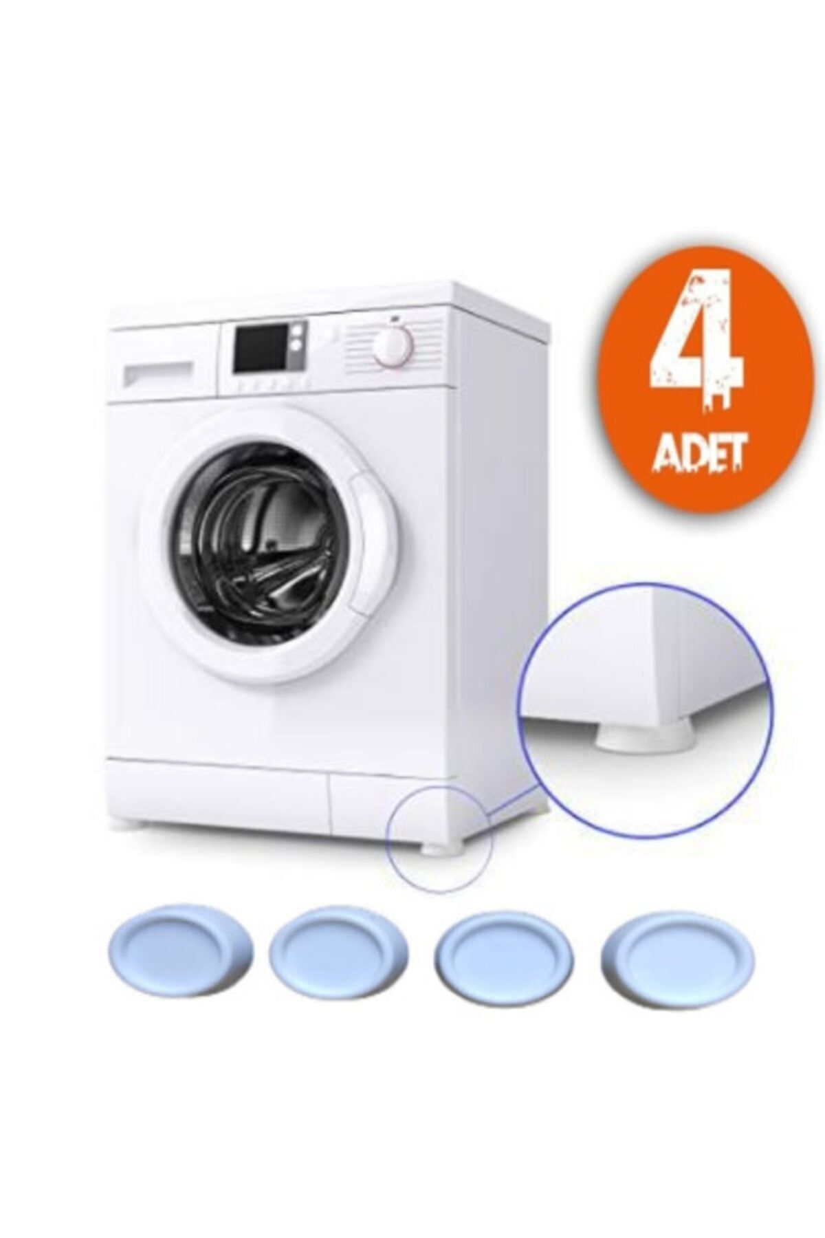 TİNEKE Çamaşır Makinesi Titreşim Önleyici Mobilya Kaydırmaz Ayak 4 Lü Set Beyaz 410