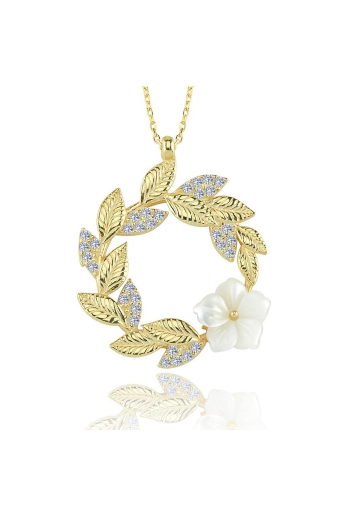 Mia Vento Gelin Buketi Manolya Çiçeği Gold Renk Flowers Gümüş Kolye