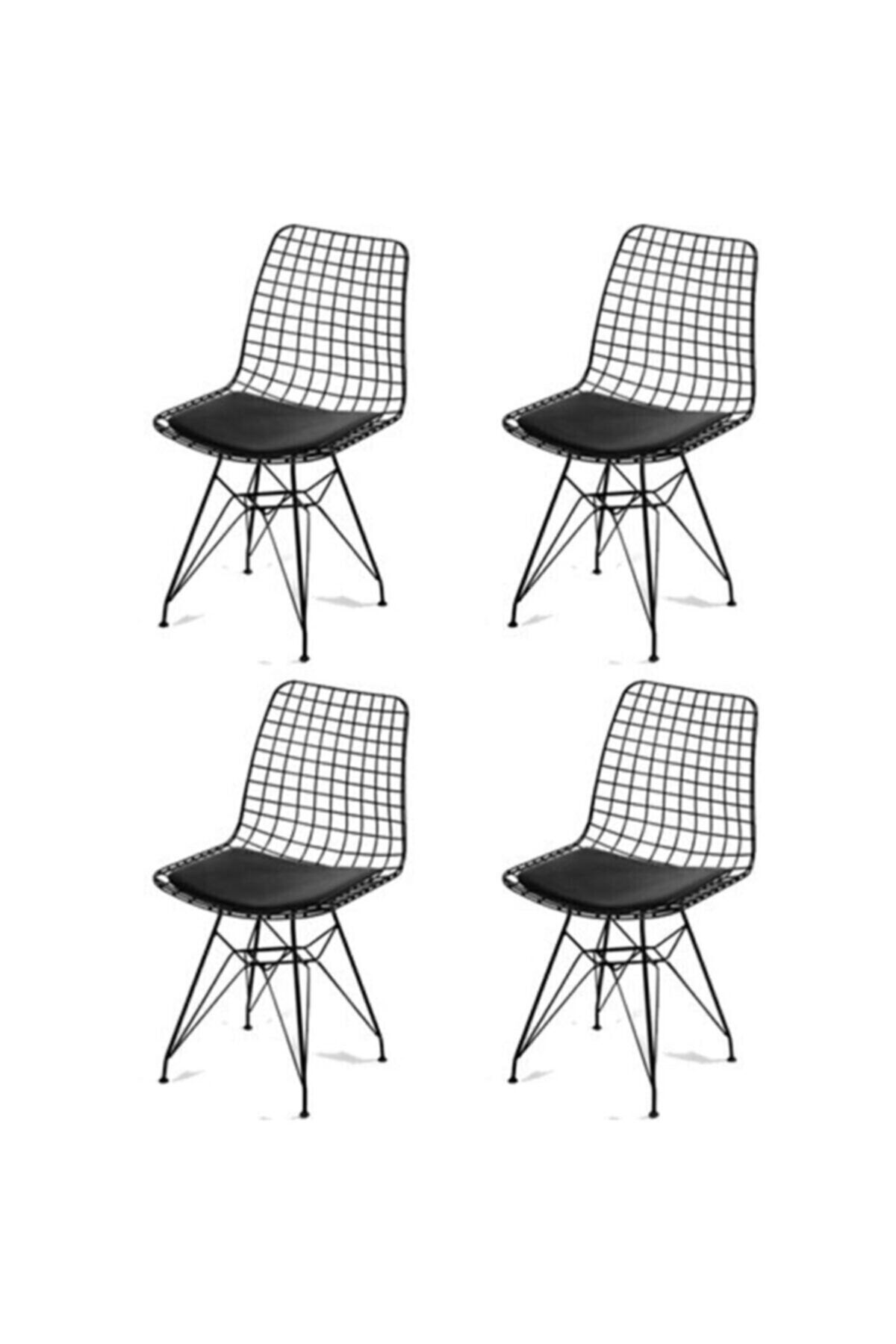 Genel Markalar 4'lü Siyah Sandalye, Ofis Sandalyesi, Mutfak Sandalyesi, Bahçe Sandalyesi, Kafe Sandalyesi