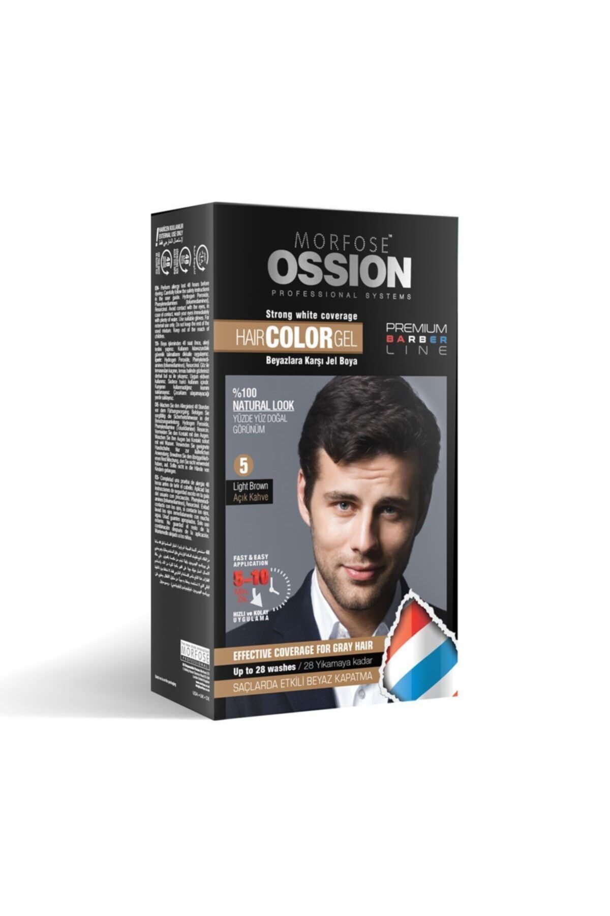 Ossion Premium Barber Erkekler Için Jel Saç Boyası Kiti - Light Brown No:5 40ml