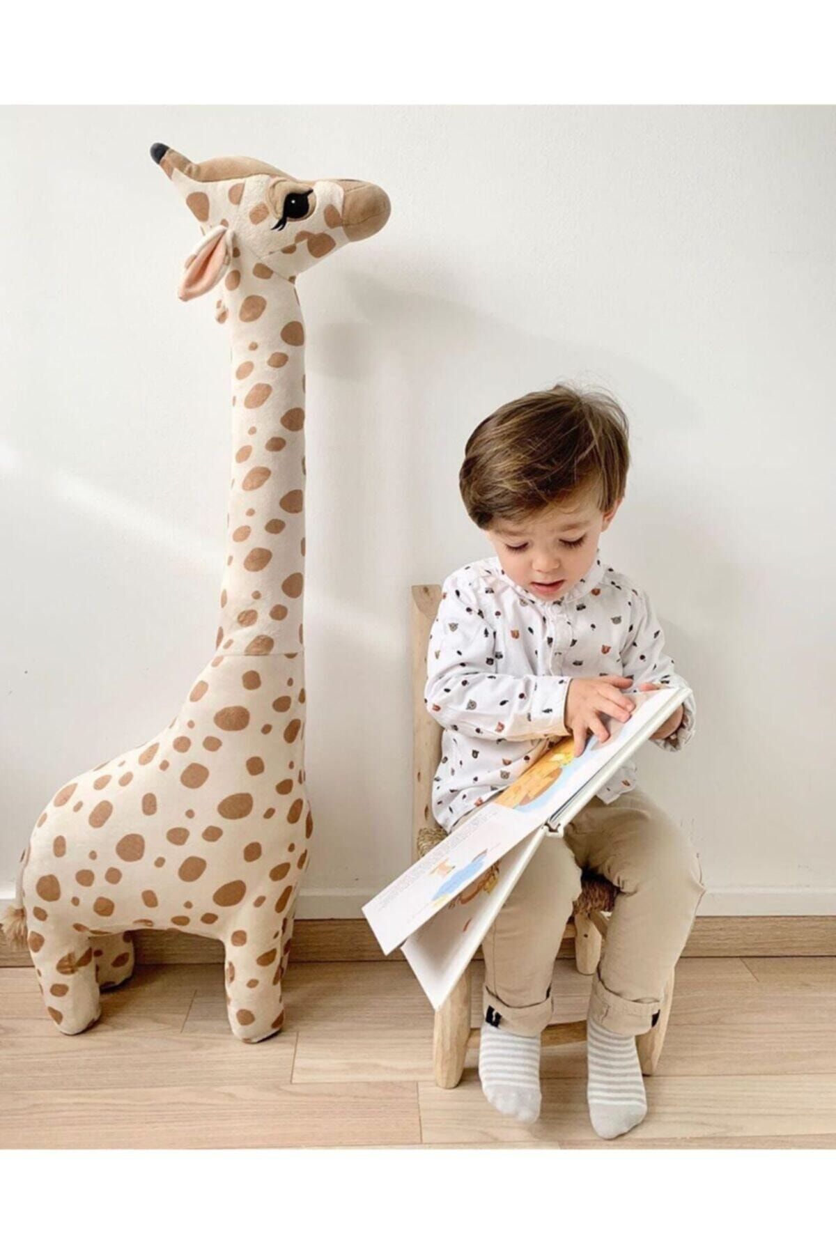 Sole Giraffe Zürafa Dekoratif Yastık Uyku Ve Oyun Arkadaşı Peluş Hayvanlar 1 Metre 100 Cm X 34 Cm Bej
