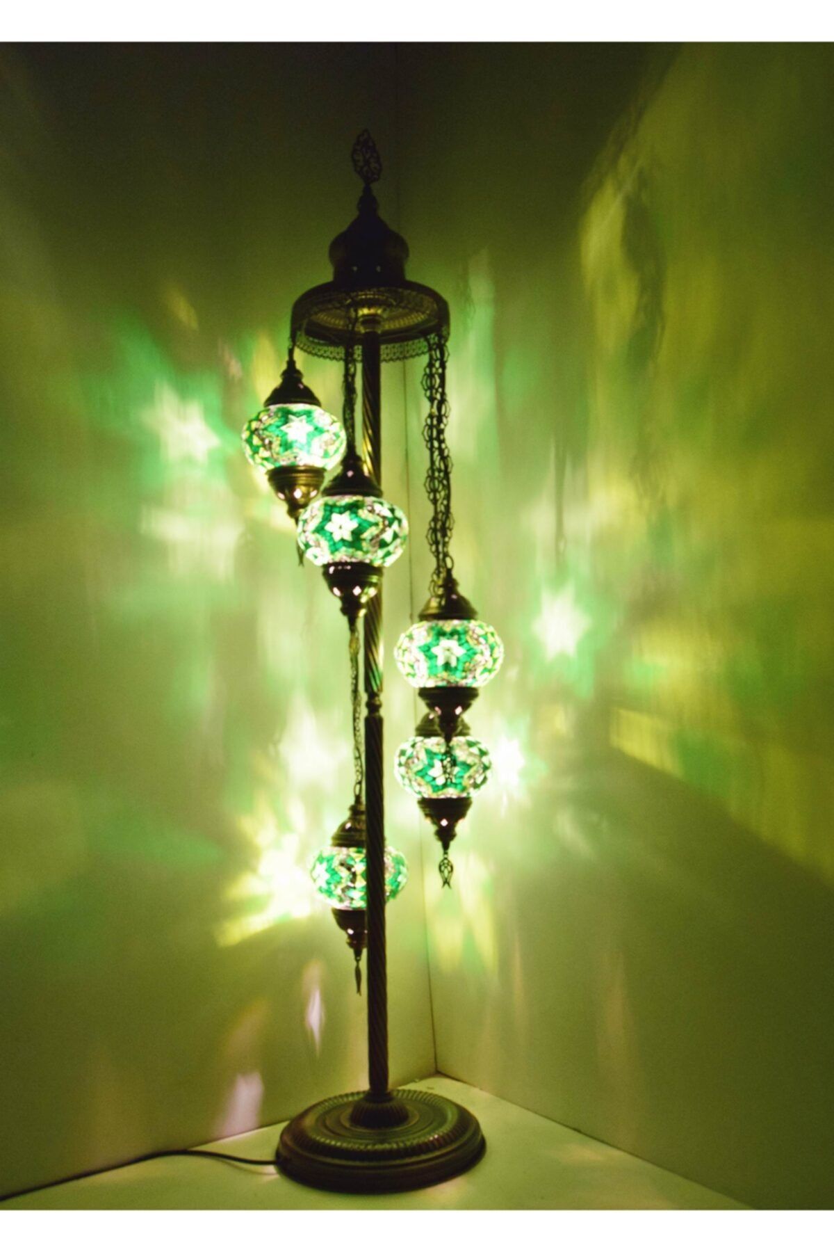 karlıkturistik Mozaik Lambader,otantik Lambas,dekoratif Köşe Lambası 5 Li Mozaik Gece Lambası Model 10