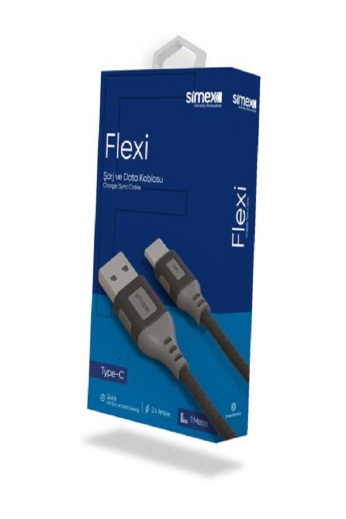 Simex Universal Type C Spk-09 Flexi 1mt Data Kablosu Siyah