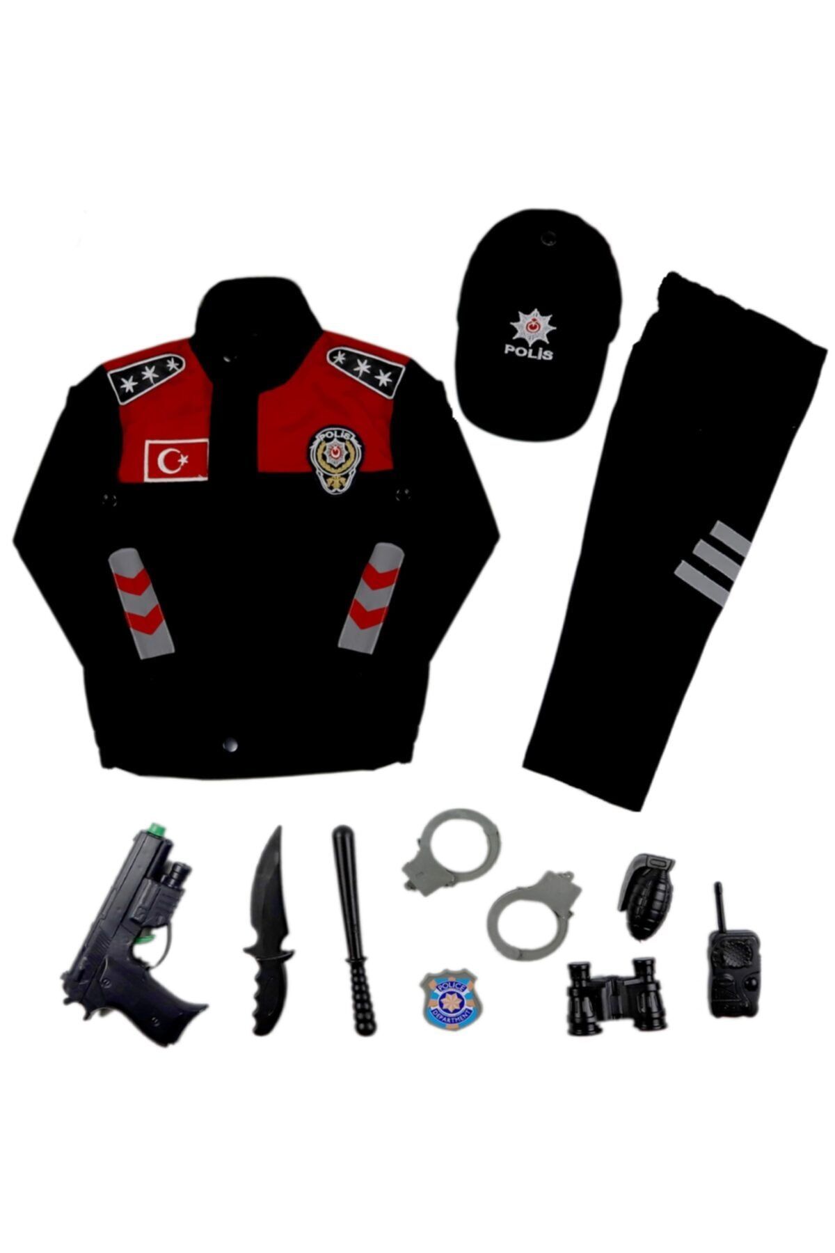 Liyavera Unısex Kırmızı Yunus Polis Kostümü Çocuk Kıyafeti Üniforması