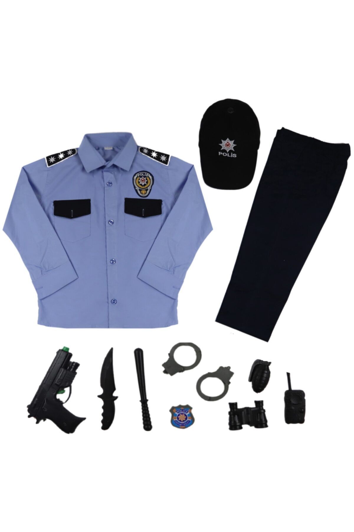Liyavera Unisex Çocuk Mavi Türk Polis Kostümü Kıyafeti