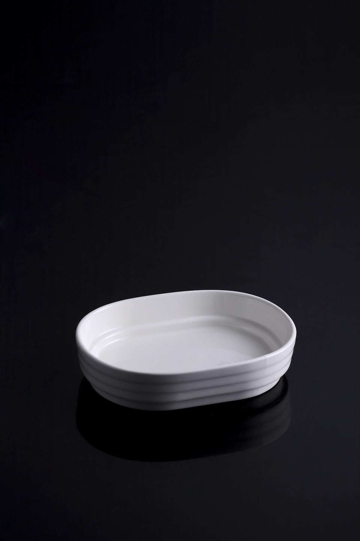 ACAR Emma Beyaz Porselen Oval Servis Tabak - 13.2 Cm