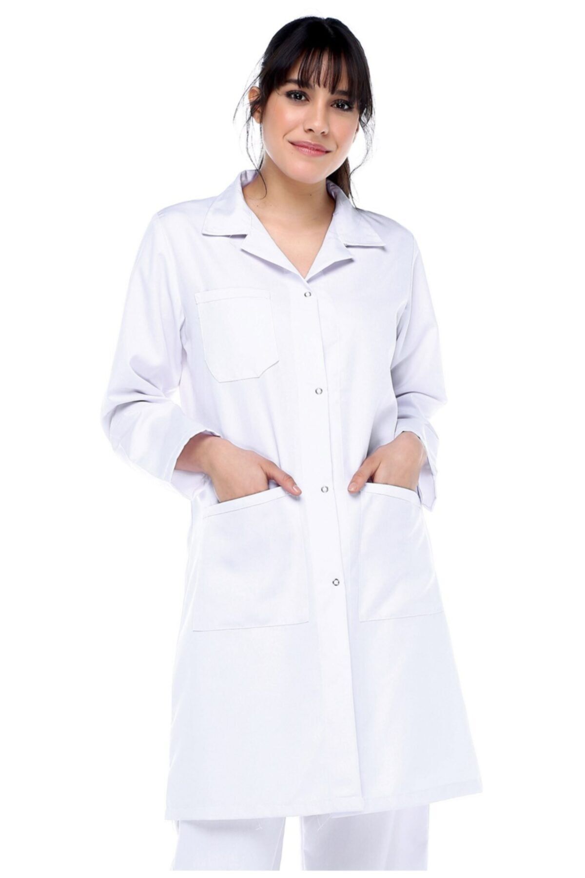 Genel Markalar Iş Elbiseleri Kadın Beyaz Alpaka Doktor Öğrenci Önlük