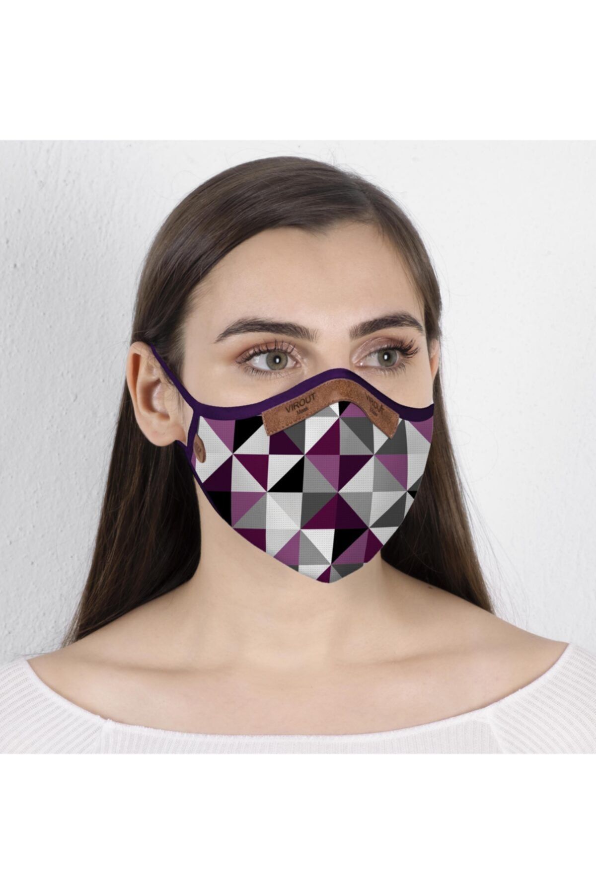 VİROUTMASK Kadın Giyilebilir Tasarım Bez Maske  Geometric V2 Desen
