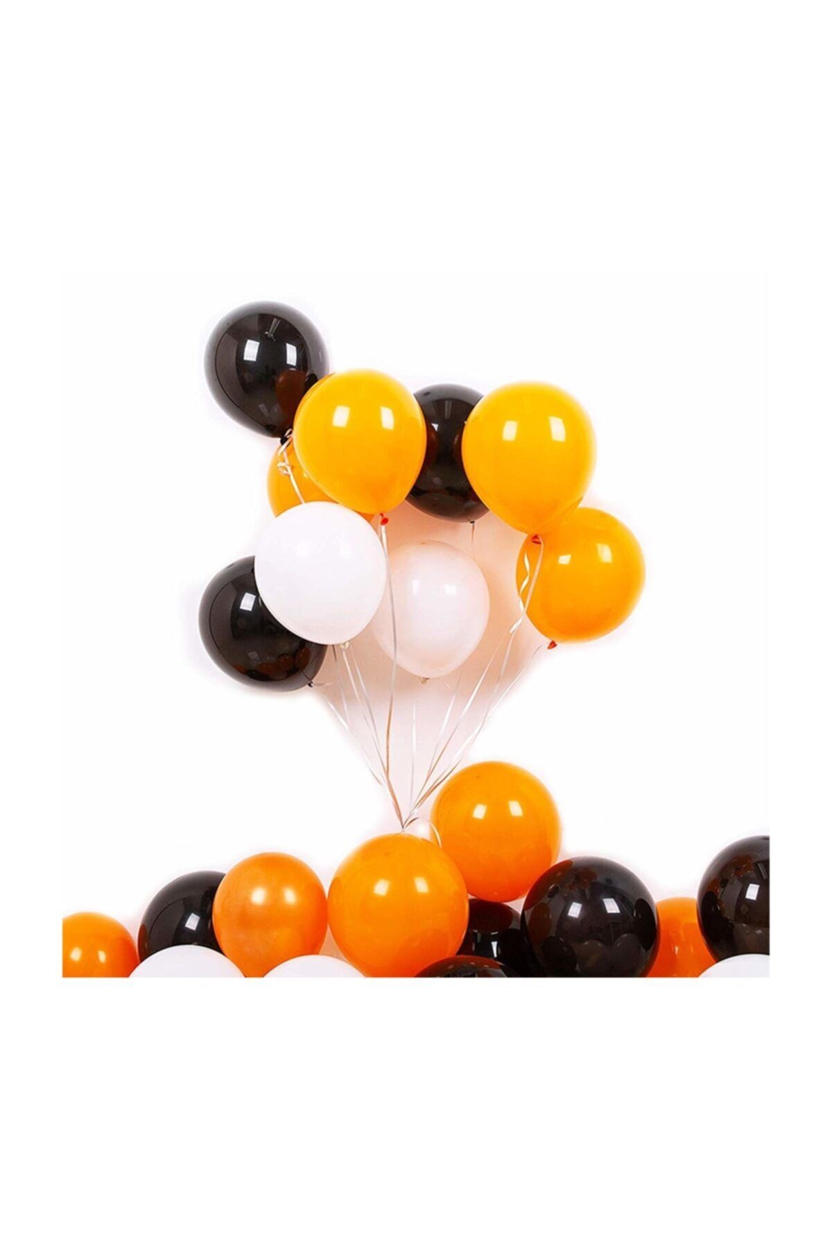 Magic Hobby 50 Adet Turuncu - Beyaz- Siyah Metalik Balon 3'lü Renk - 12 Inç