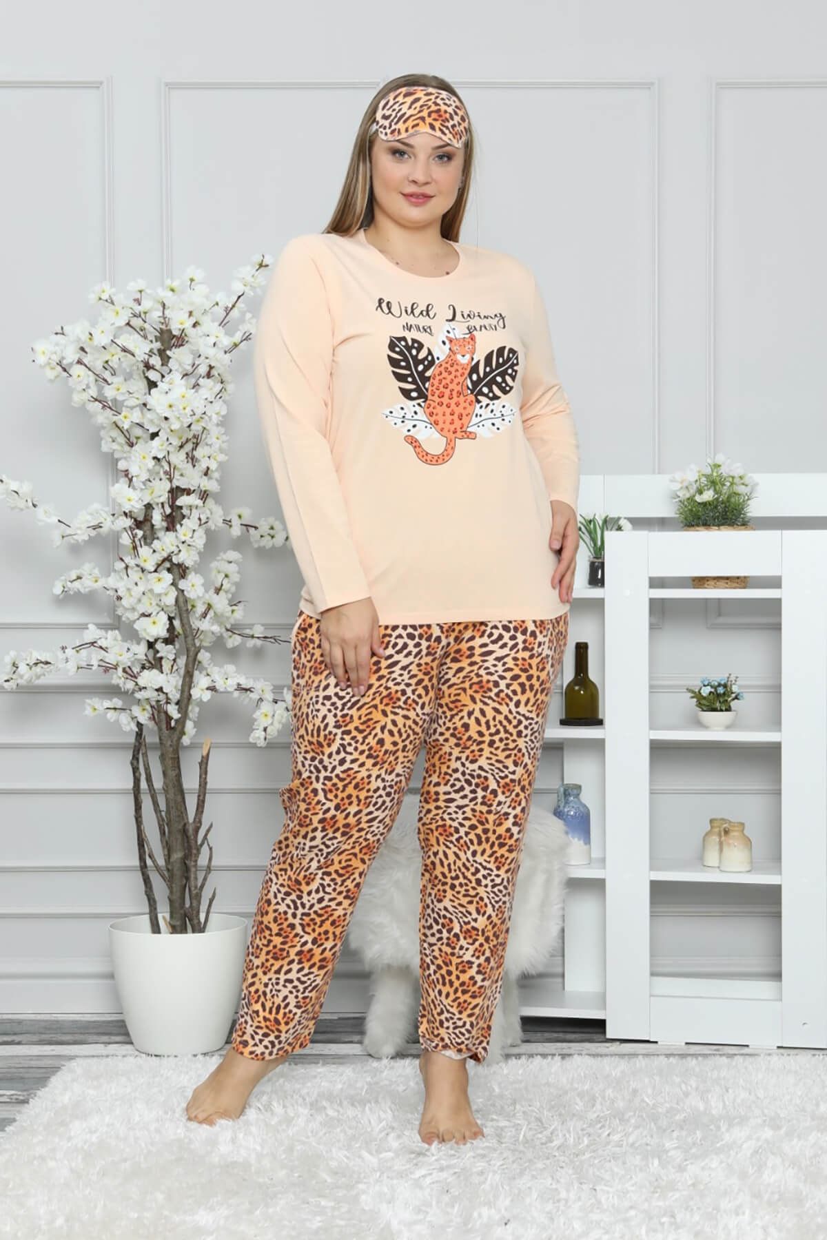 Mossta Kadın Pembe Kışlık Soft Büyük Beden Pijama Takımı
