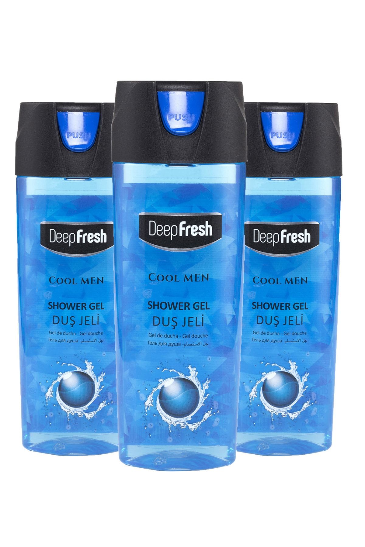Deep Fresh Pratik Kapaklı Erkek Duş Jeli Cool Men 3 X 500 ml