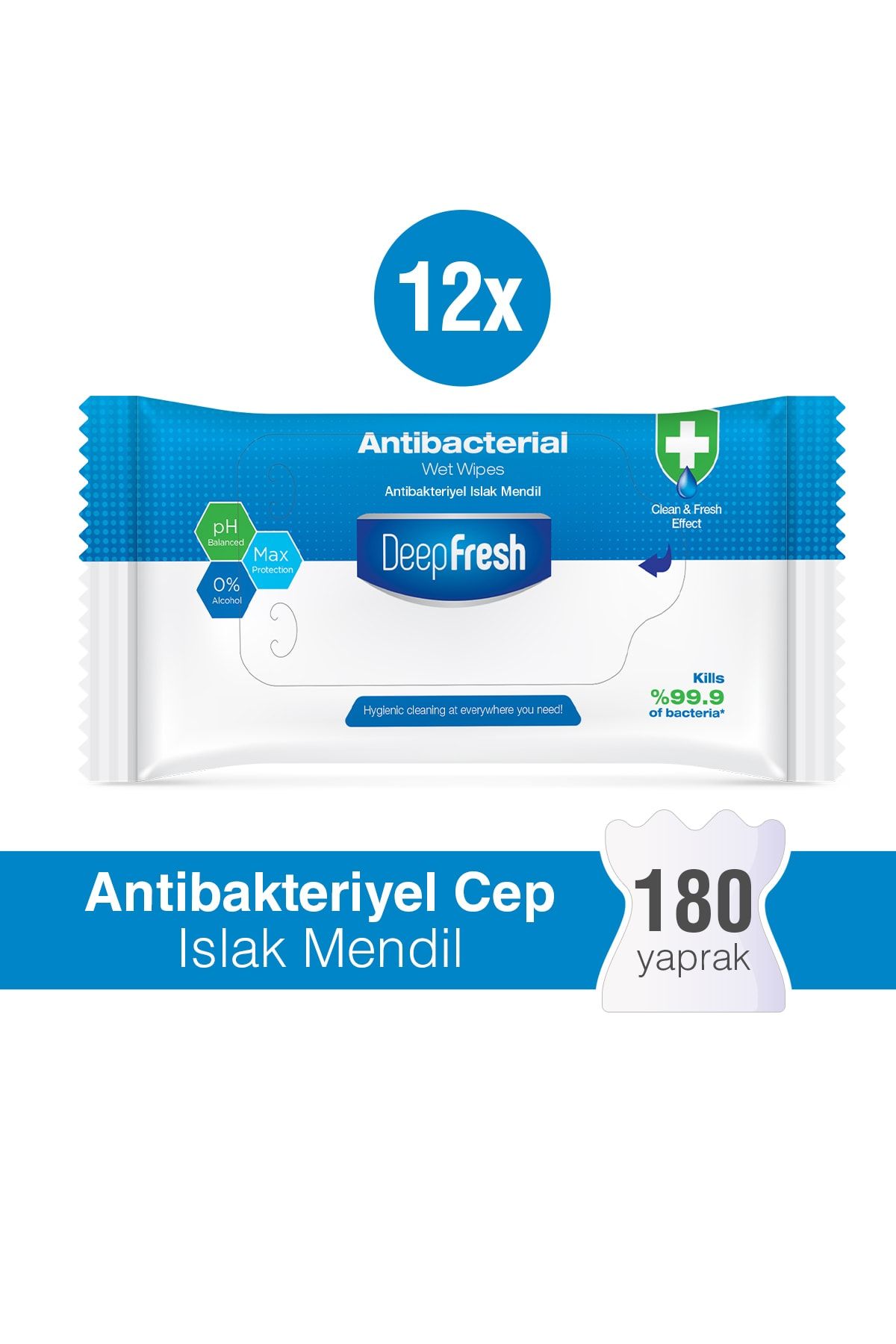 Deep Fresh Antibakteriyel Islak Cep Mendili 12 x 15 Yaprak