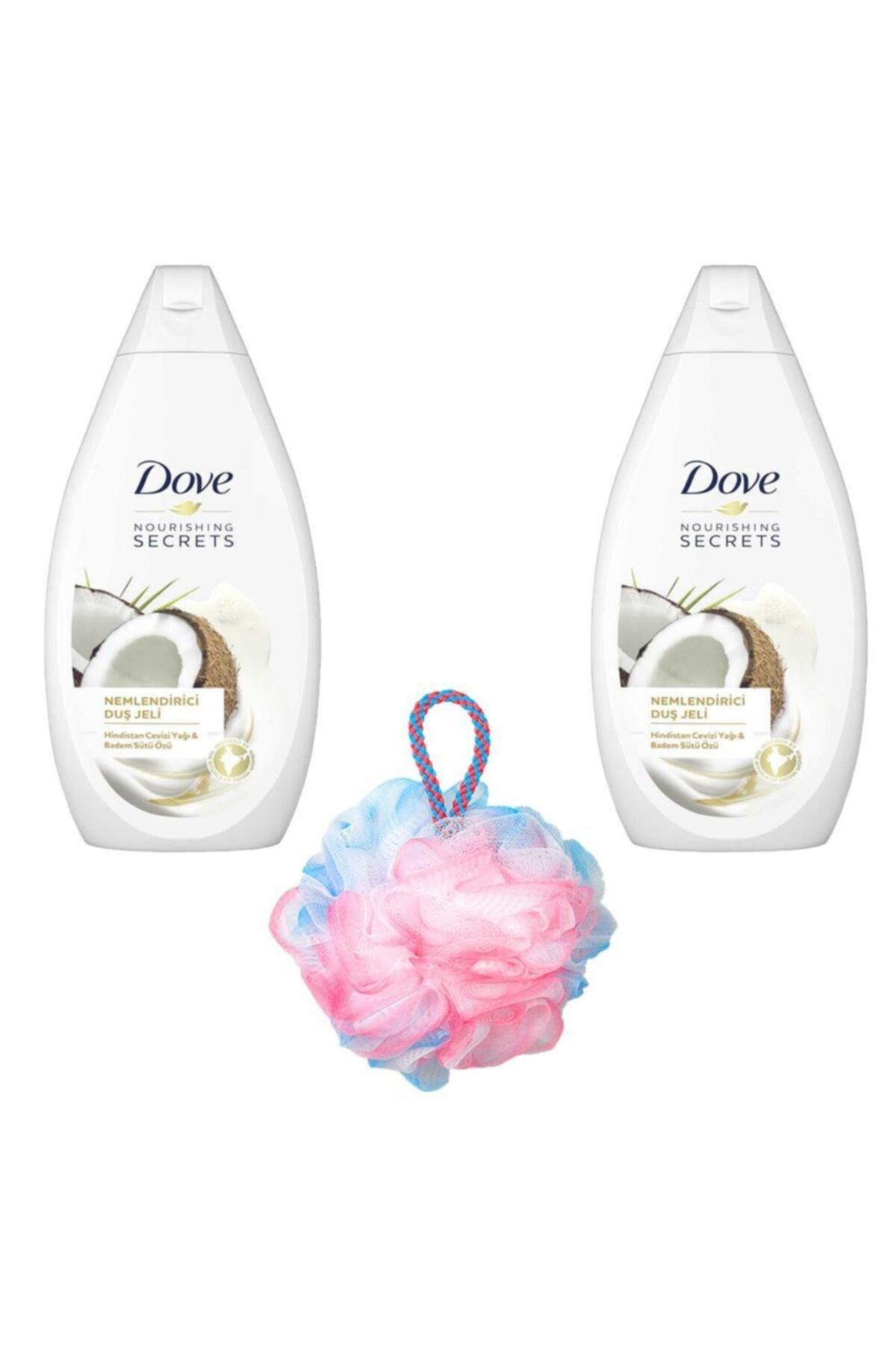 Dove Hindistan Cevizli & Badem Yağı Duş Jeli 500ml + Banyo Lifi