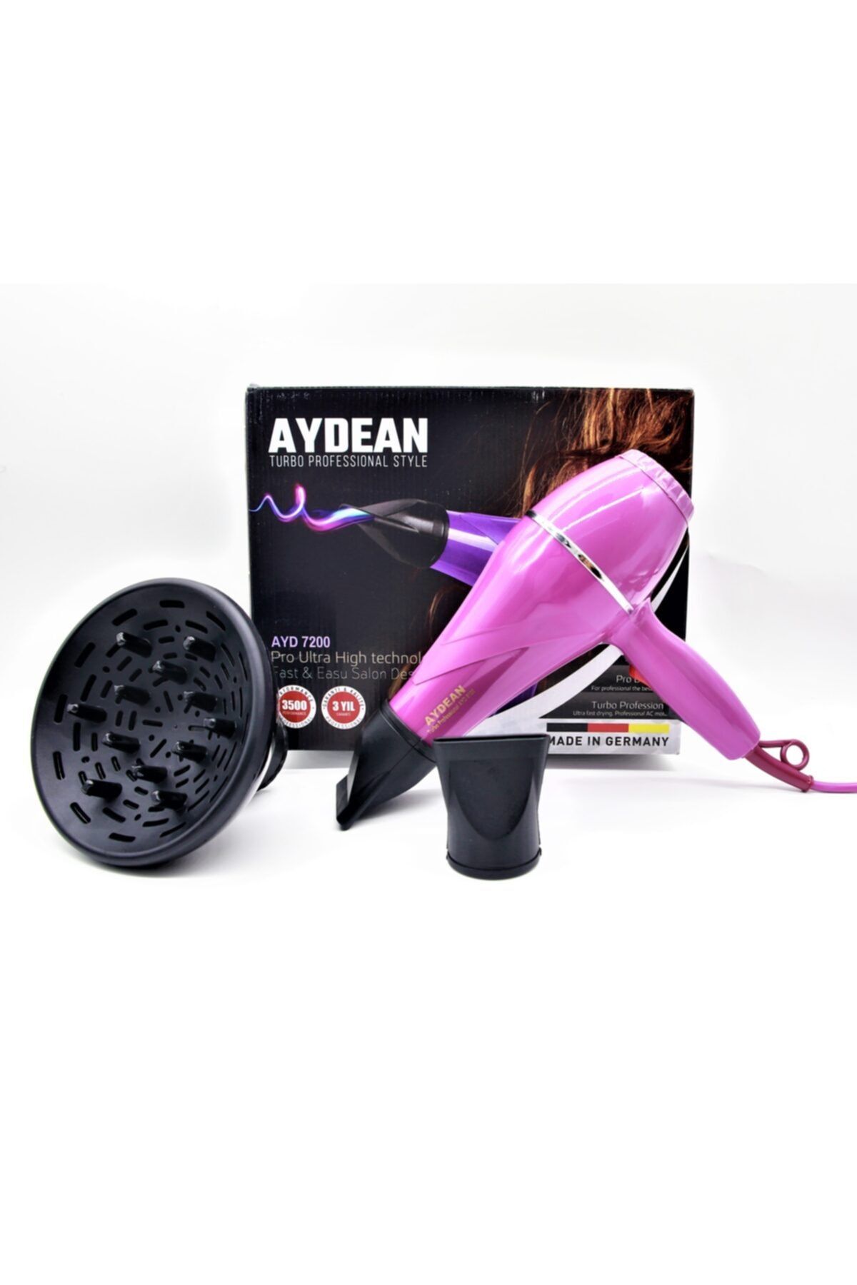 aydean Turbo Profosyonel Fön Makinesi 3500w Made In Germany Mor