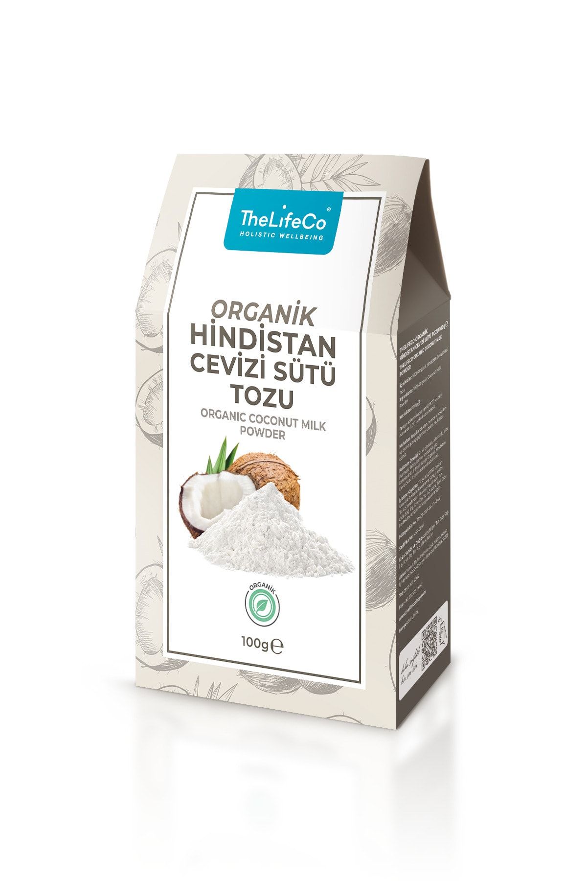 TheLifeCo Organik Hindistan Cevizi Sütü Tozu 100 G (glutensiz, Vegan)