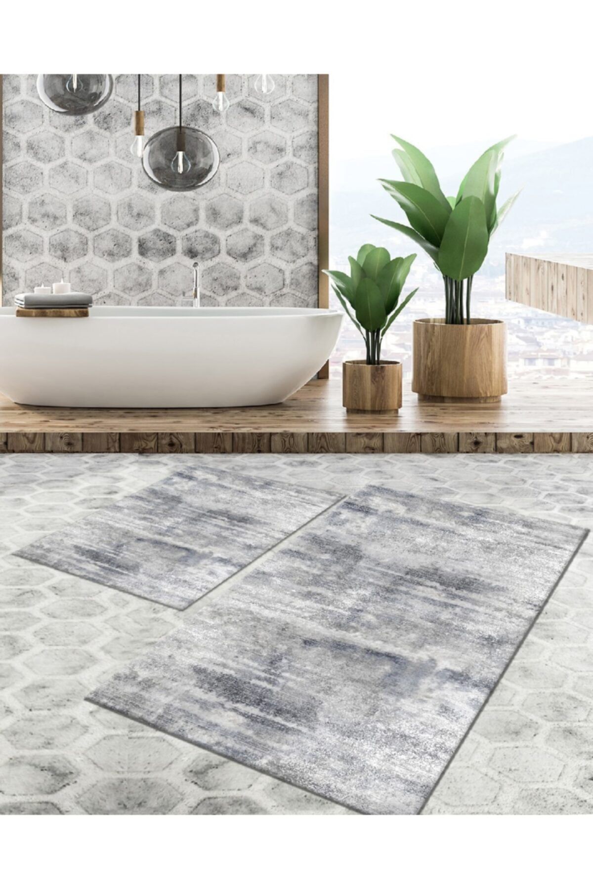 CP Rug Decorative Kaymaz Taban Yıkanabilir Leke Tutmaz 2 Li Set60x10050x60banyo Halısı Banyo Paspası Klozet Takımı