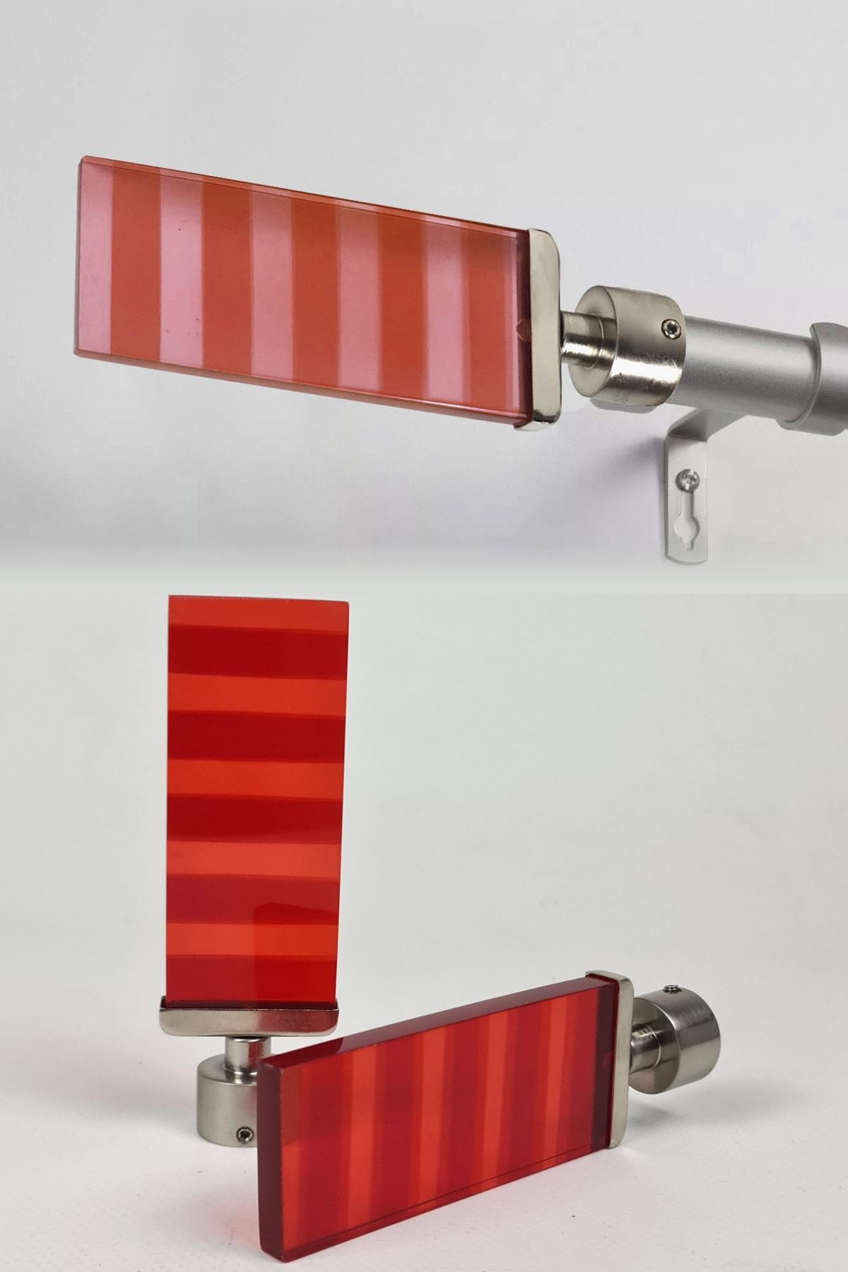 Binbirreyon Rustik Perde Borusu Başlığı 2 Adetli Set Kırmızı Akrilik 19mm Kd013