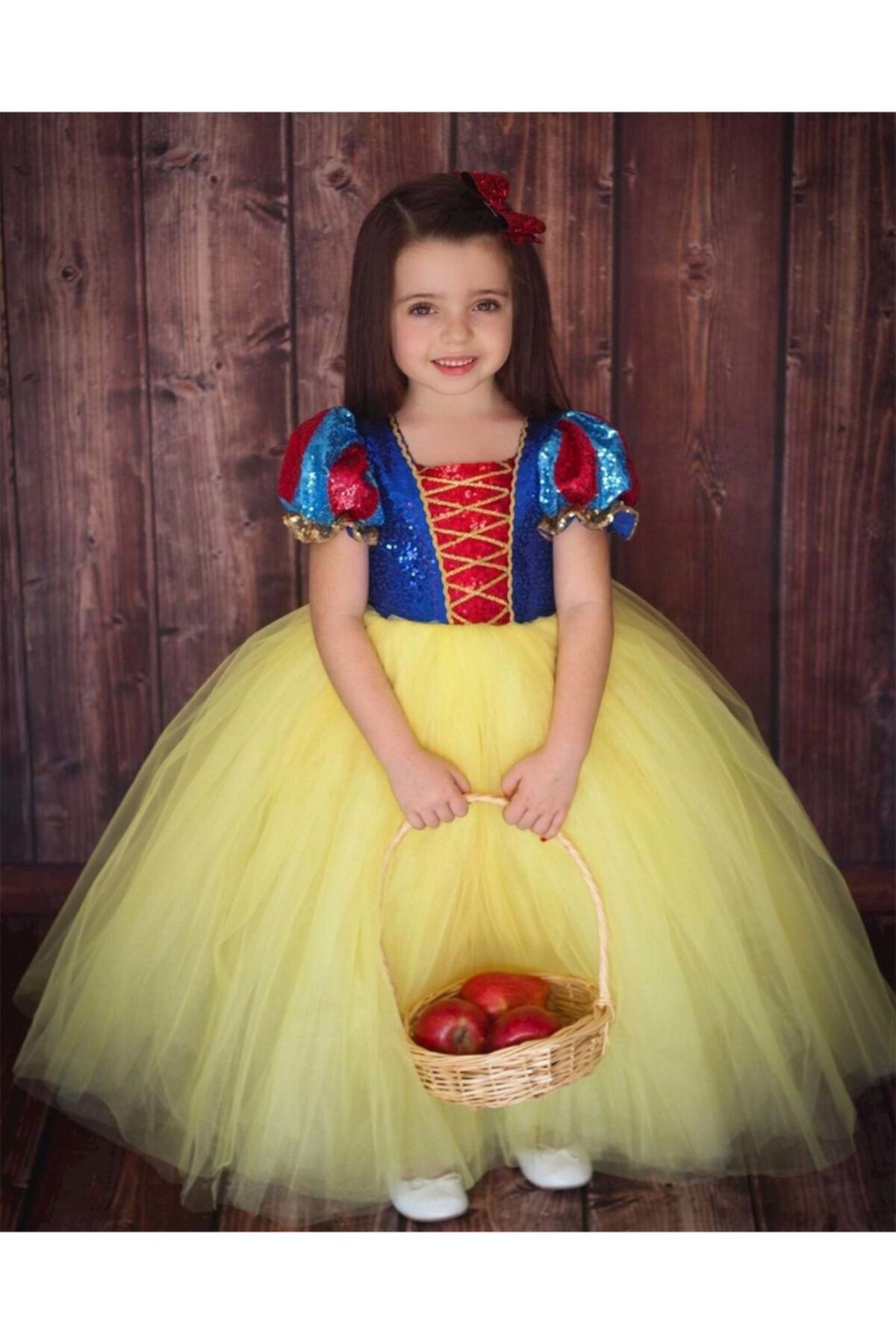 DEHAMODA Kız Çocukı Kabarık Pelerin Ve Taç Hediyeli Pamuk Prenses Kostüm