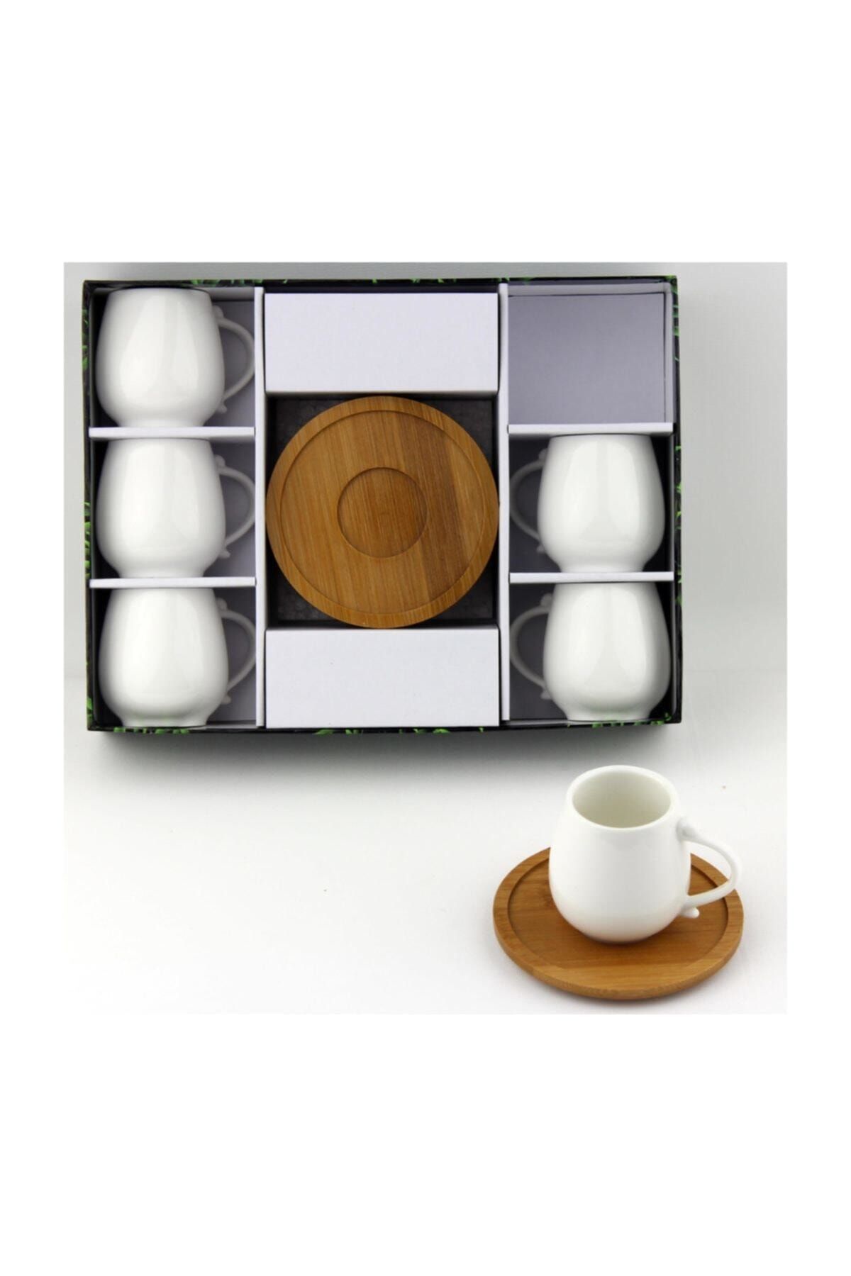 Lavin Porselen Bambu Tabak Kahve Fincan Takımı