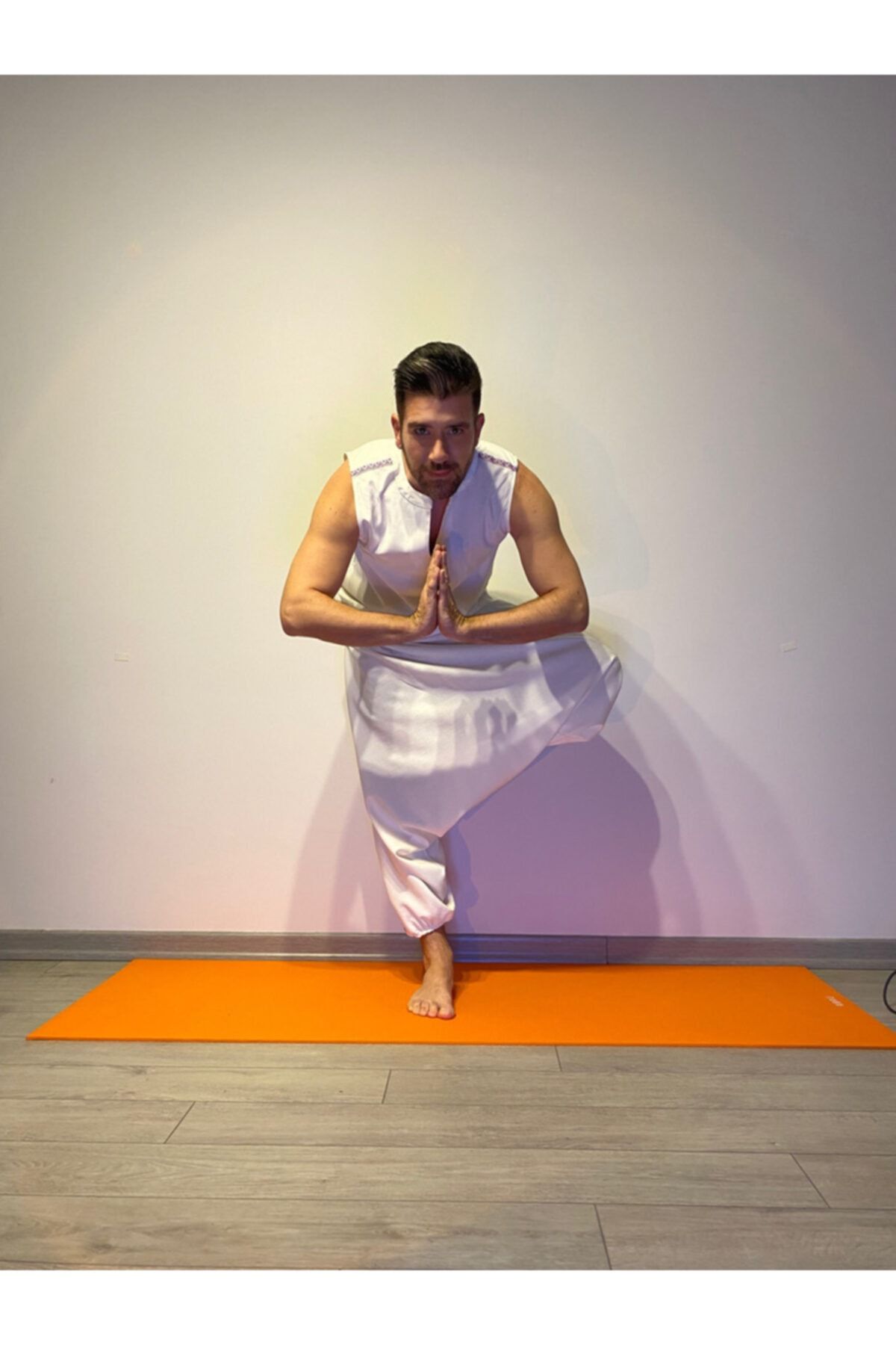 YOGATAY Hamsa Kapota Erkek Alt Üst Yoga Takımı Beyaz