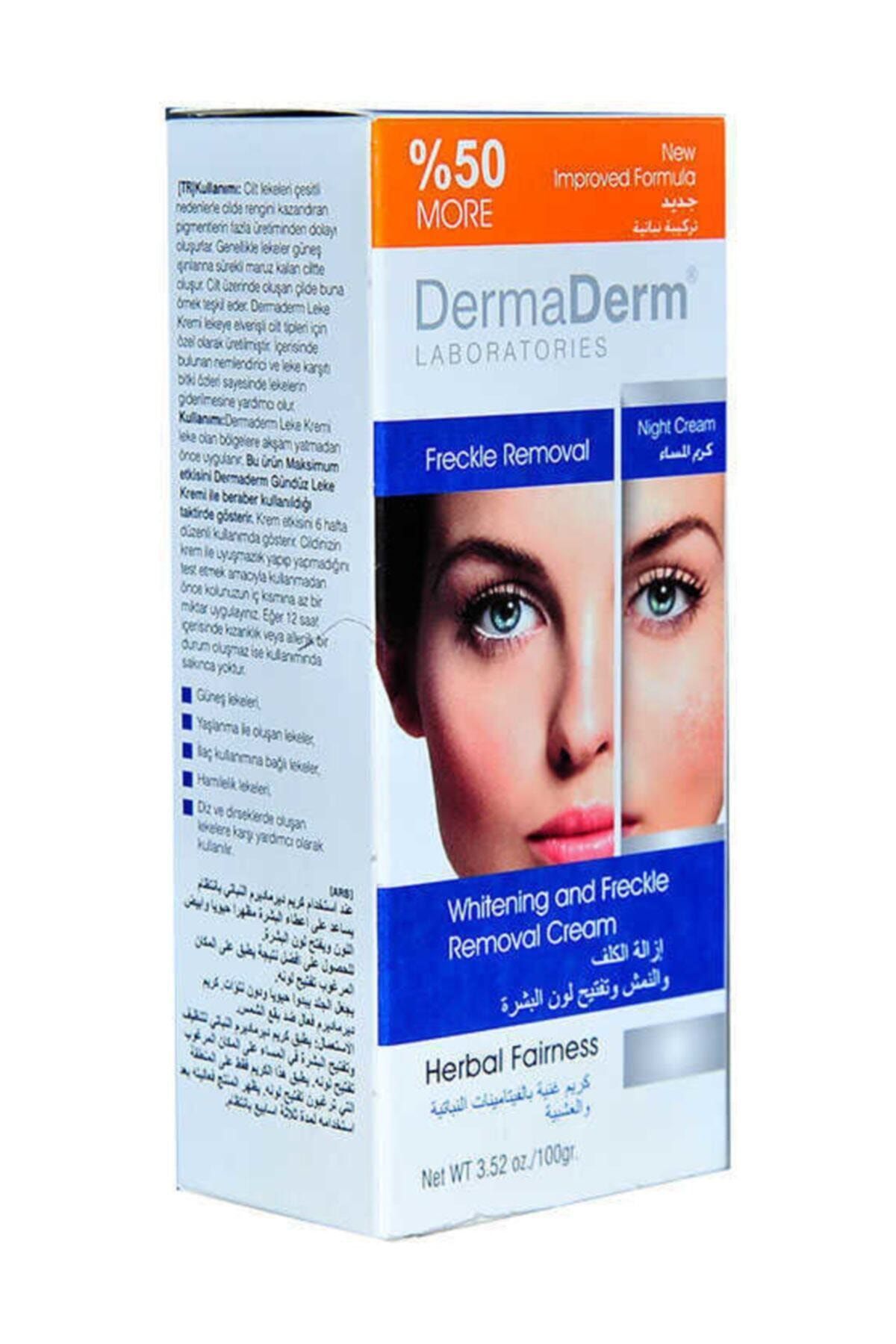 DermaDerm Leke Giderici Cilt Beyazlatıcı Gece Kremi 100 gr