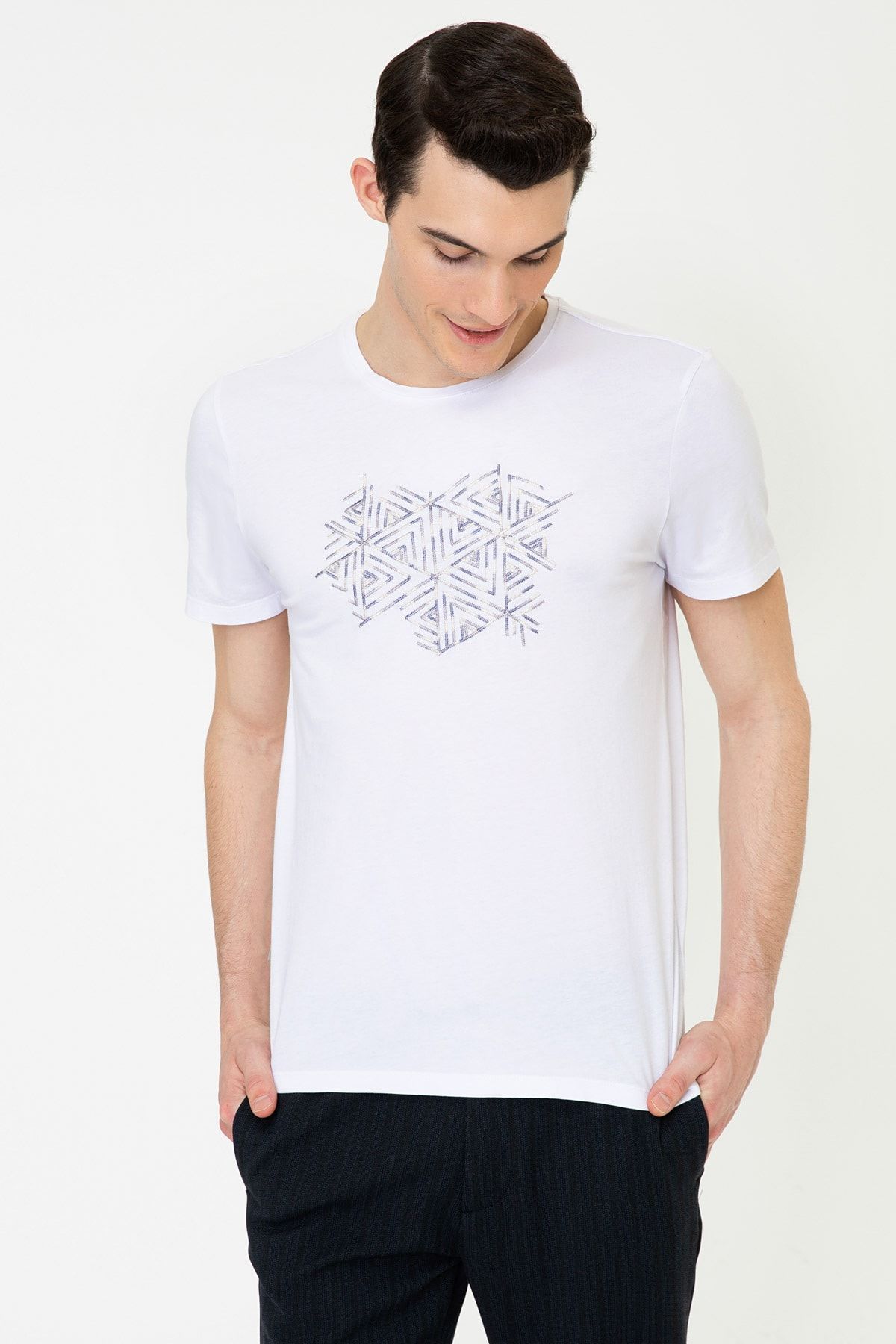 Pierre Cardin Beyaz Erkek T-Shirt G021SZ011.000.1288085