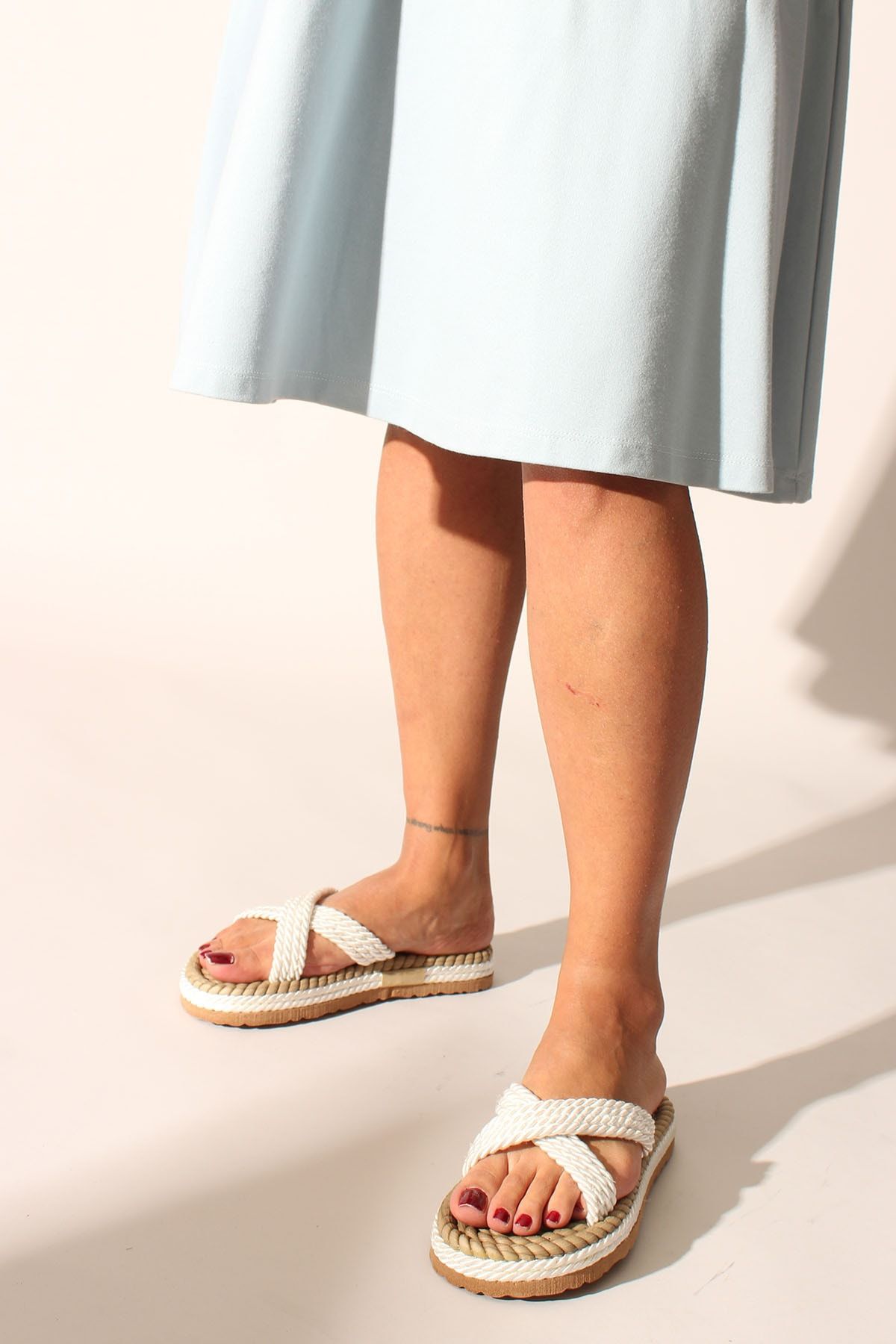 Rovigo Beyaz Halat İp Kadın Sandalet