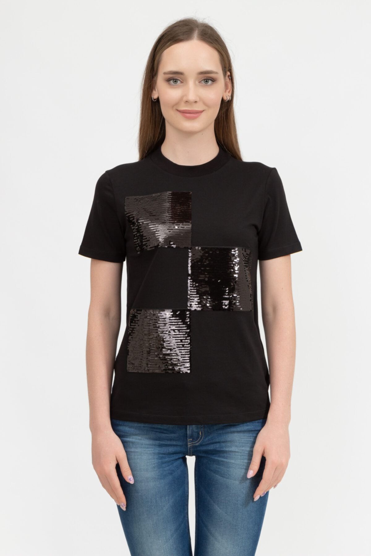 Emporio Armani Kadın Payet Detaylı Kısa Kollu T-shirt