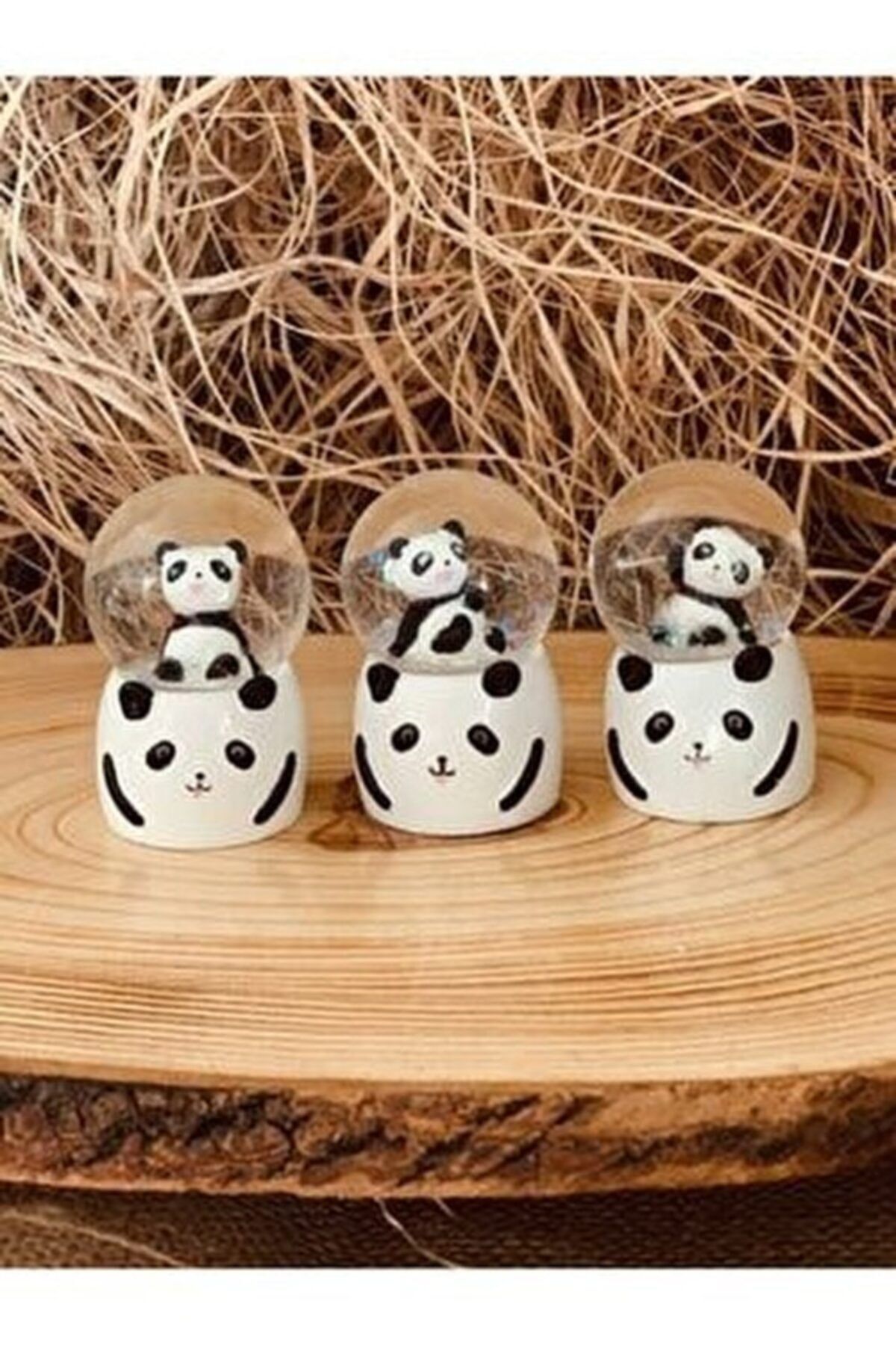 Genel Markalar Mini Boy Panda Kar Küresi Işıklı 6.5 Cm Dekoratif Hediyelik