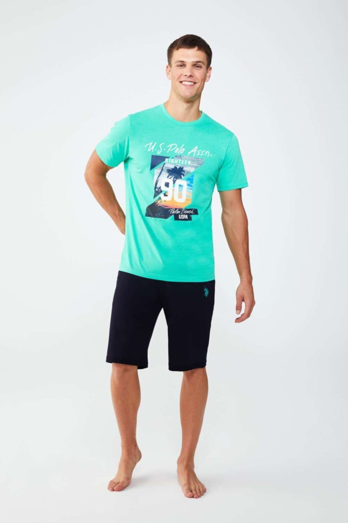 Erkek Yeşil T-shirt Şort Takımı