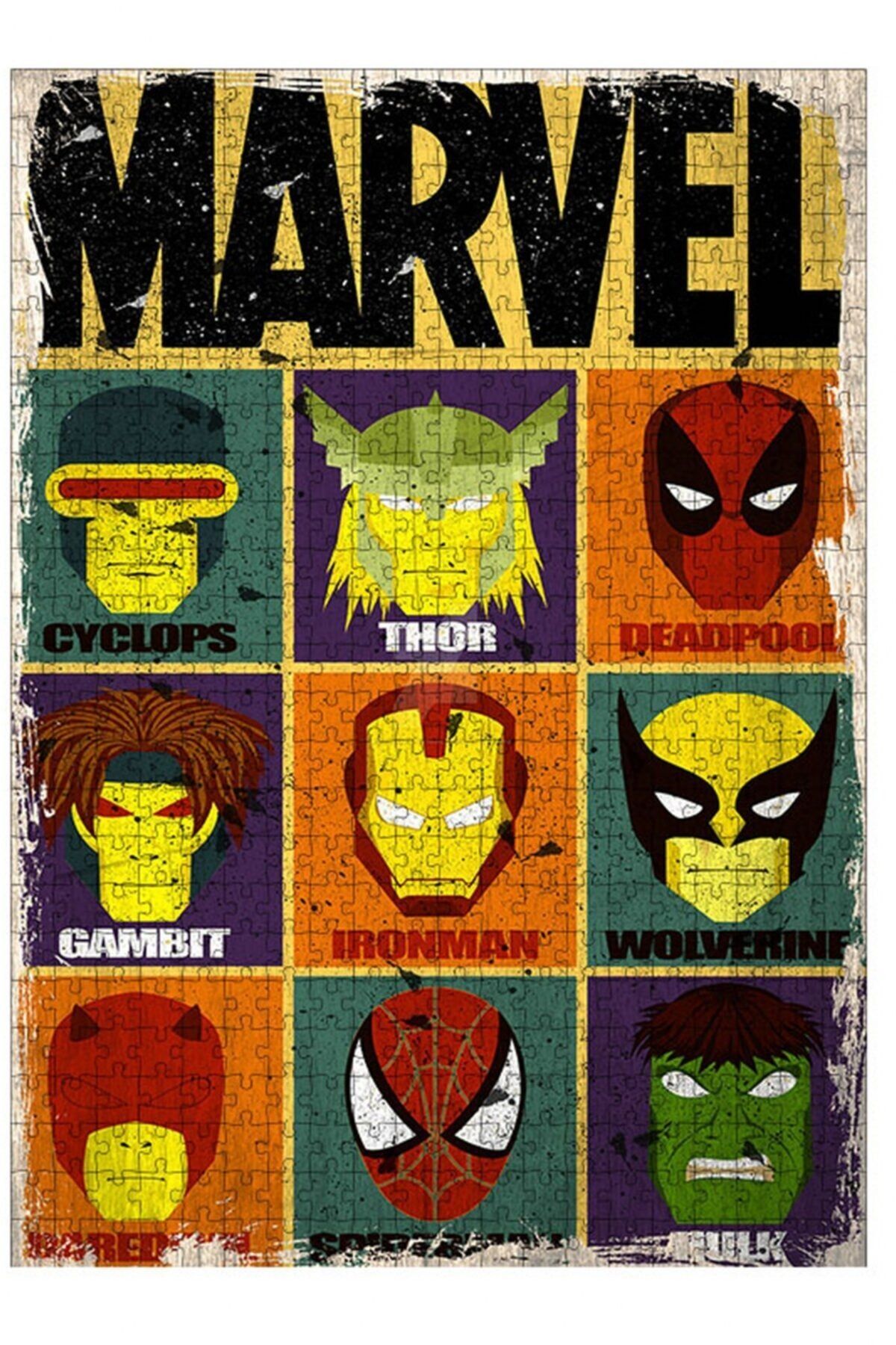 Genel Markalar Ahşap Puzzel Marvel Karakterleri Eskitme 500 Parça 50*70 Cm