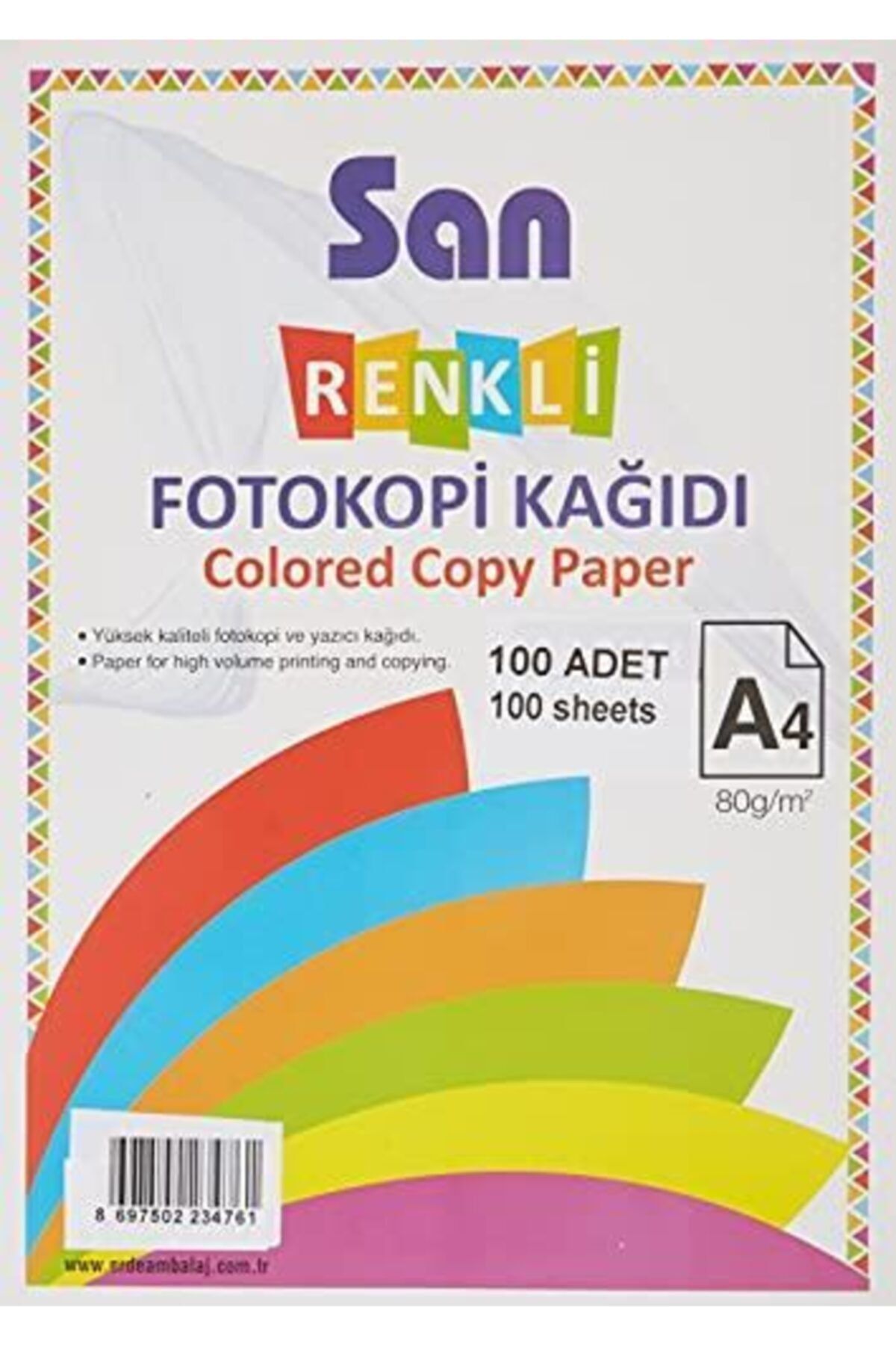 Südor Sudor San Renkli Fotokopi Kağıdı 100 Lu Pastel