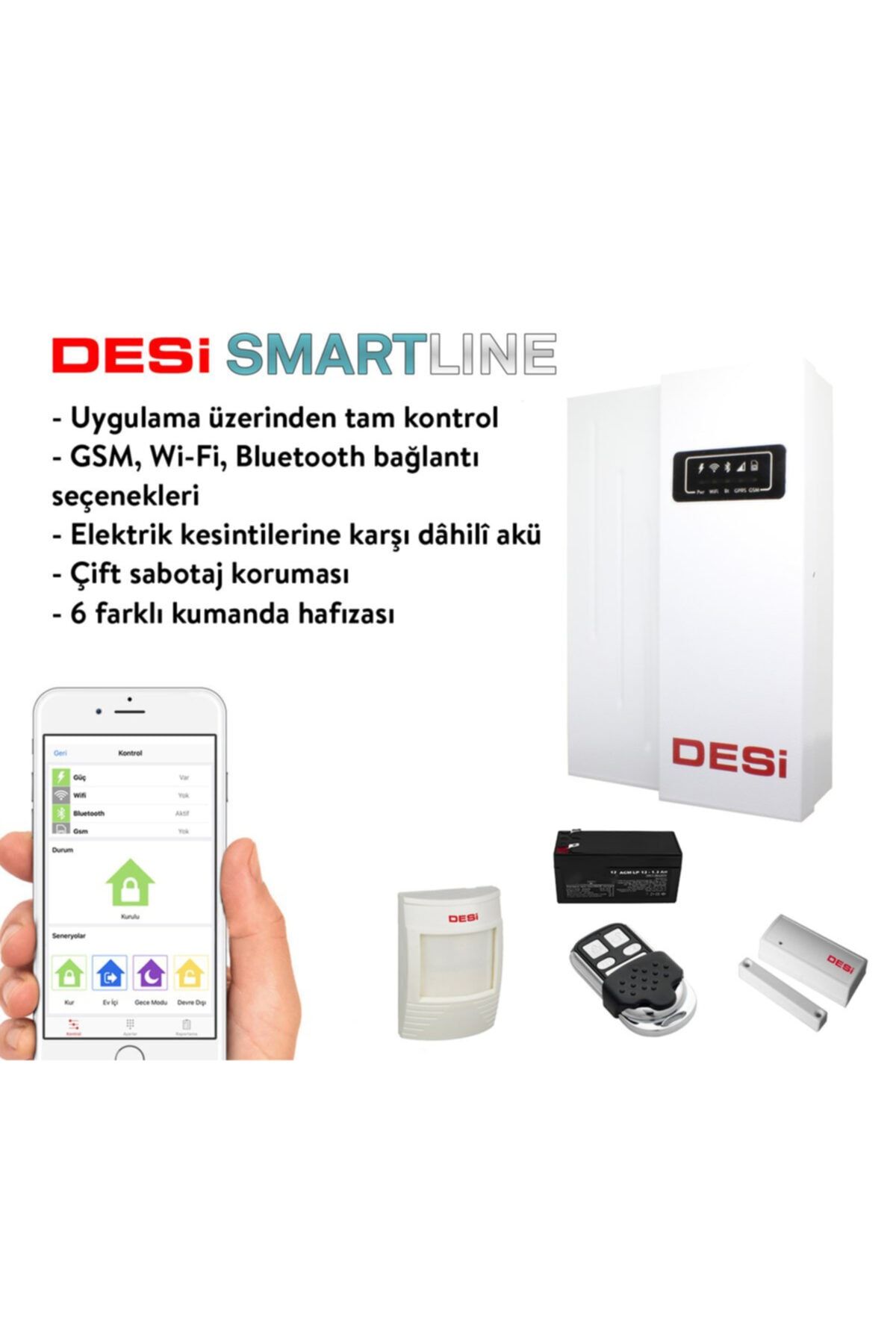 Desi Alarm Desi Smartlıne Iot Bluetooth + Wifi + Gprs Hırsız Alarm Sistemi