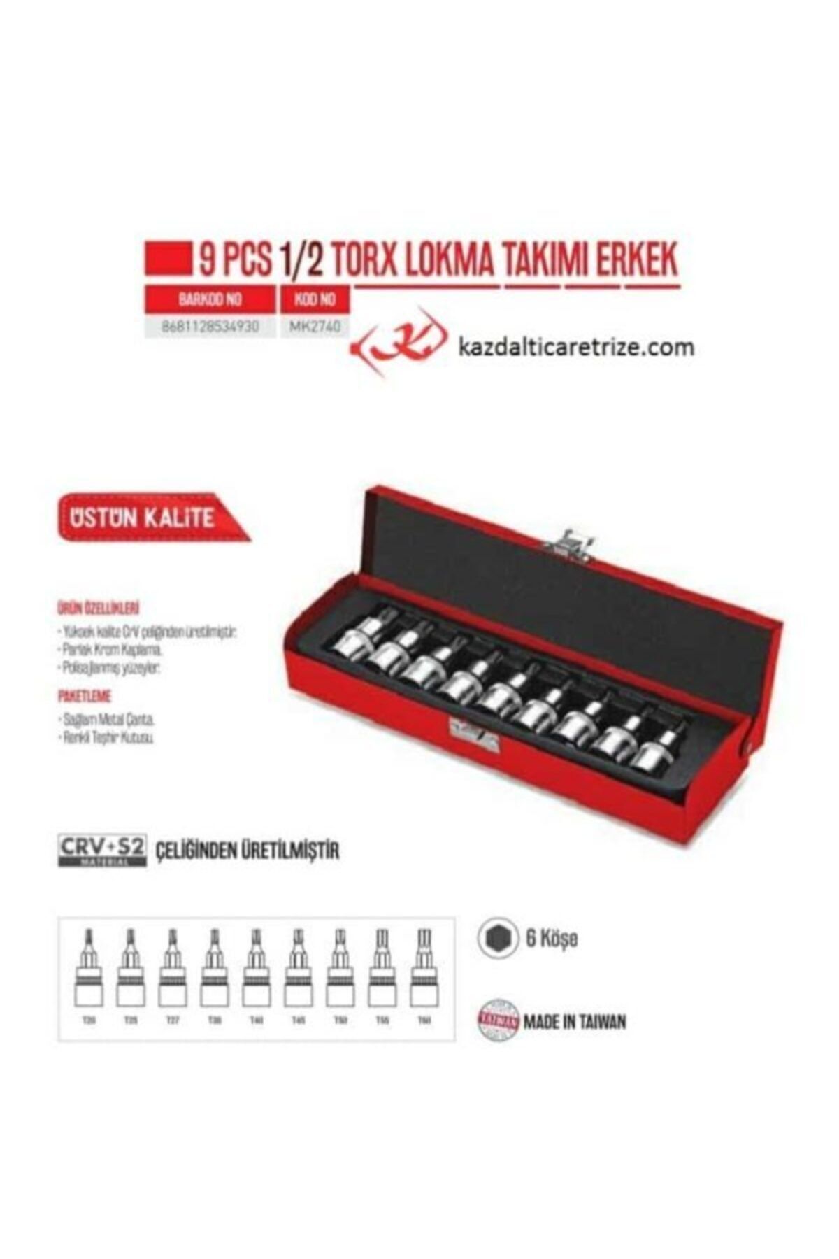 Genel Markalar Bay-tec 9 Adet 1/2 Torx Lokma Takımı Seti (ERKEK) Mk2740