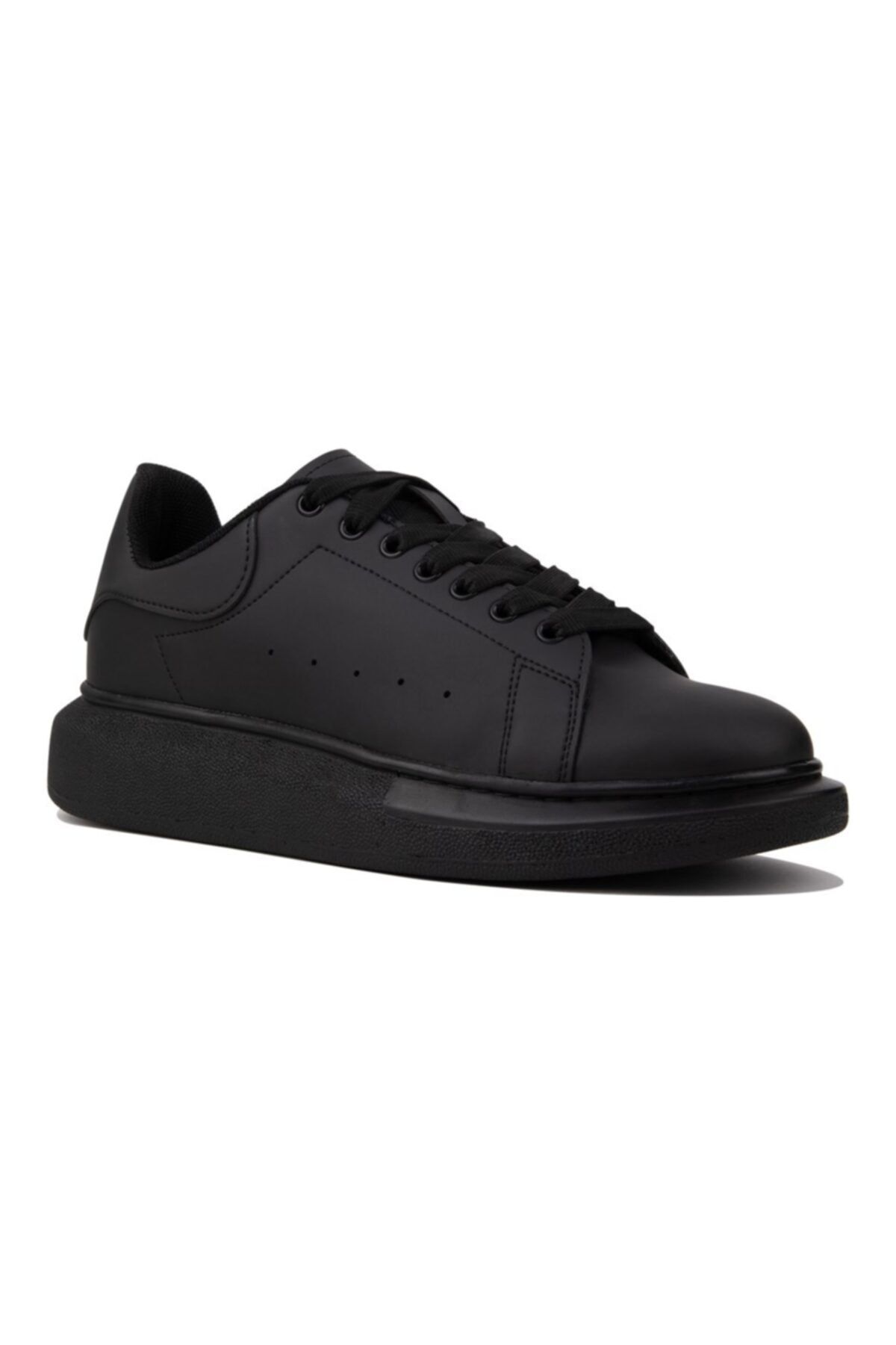 NAVYSIDE Unisex Siyah Bağcıklı Sneaker-dar Kalıptır-yüksek Taban 4cm- Günlük Spor Ayakkabı-mcqueen