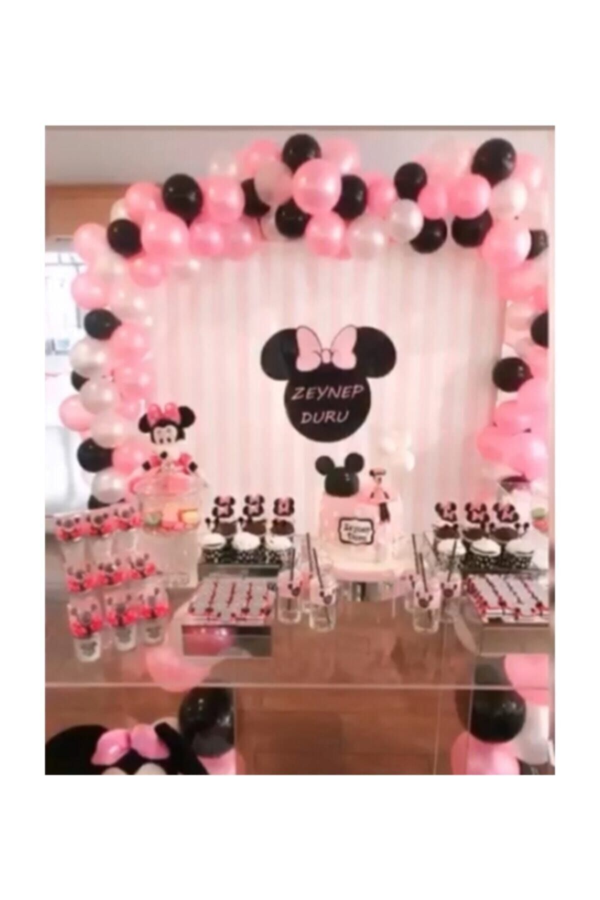 TATLI GÜNLER 50 Adet Minnie Mouse Konsept Balon Ve Şerit Zincir