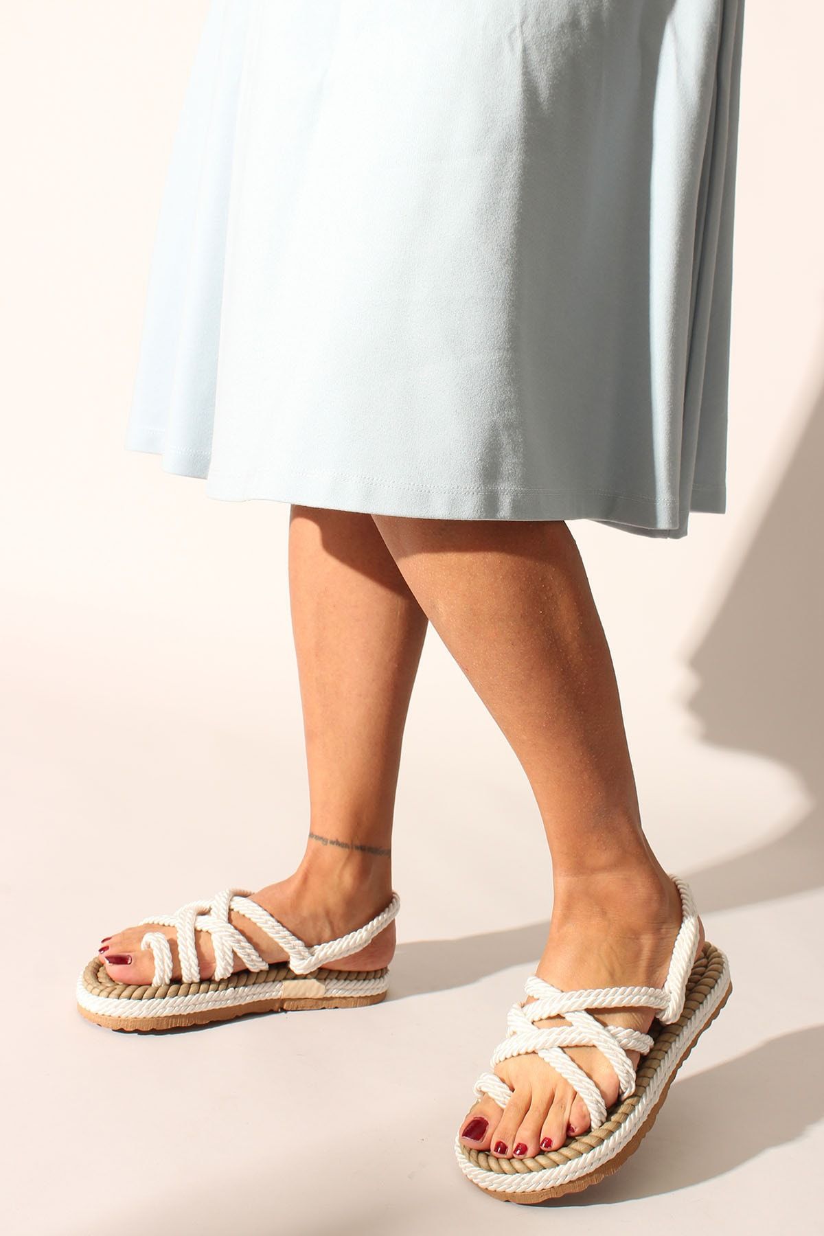 Rovigo Beyaz Halat Ip Kadın Sandalet