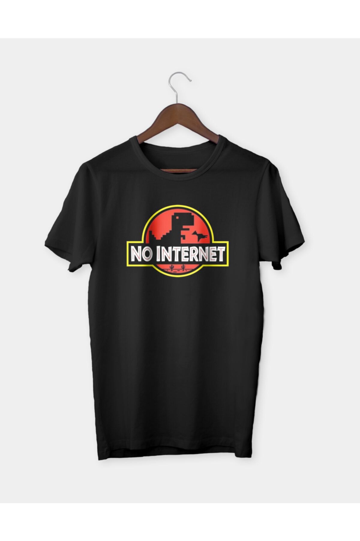 Genel Markalar No Internet Baskılı Unisex T-shirt Tişört