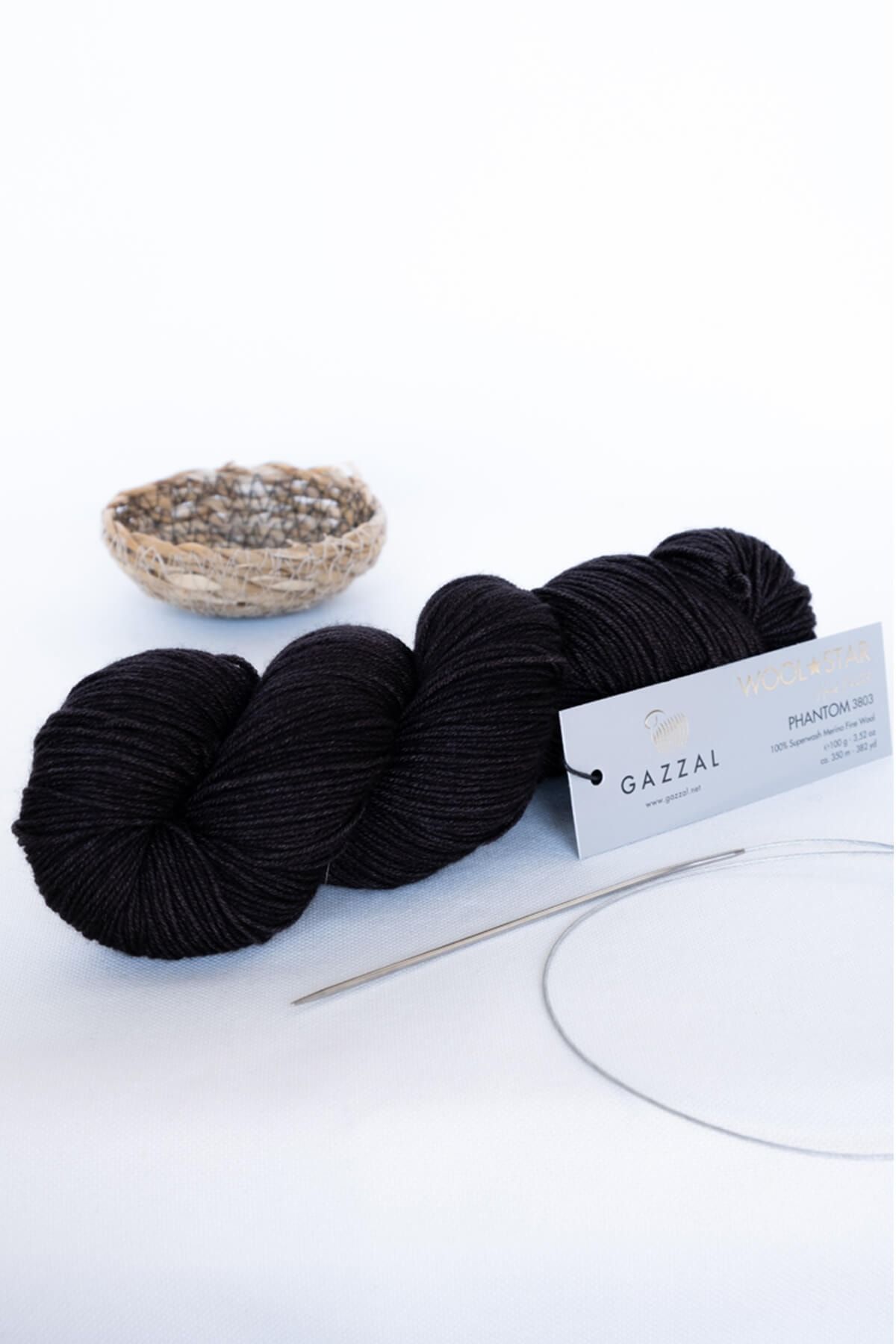 Gazzal Wool Star %100 Süper Yıkama Merino Yün El Örgü Ipi Taka Yarn (3803-siyah)