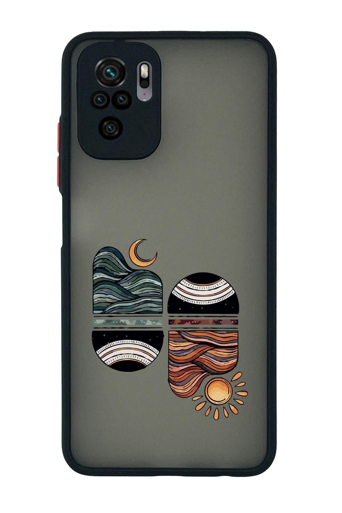 mooodcase Xiaomi Redmi Note 10s Uyumlu Sunset Wave Desenli Kamera Korumalı Buzlu Şeffaf Lüx Telefon Kılıfı