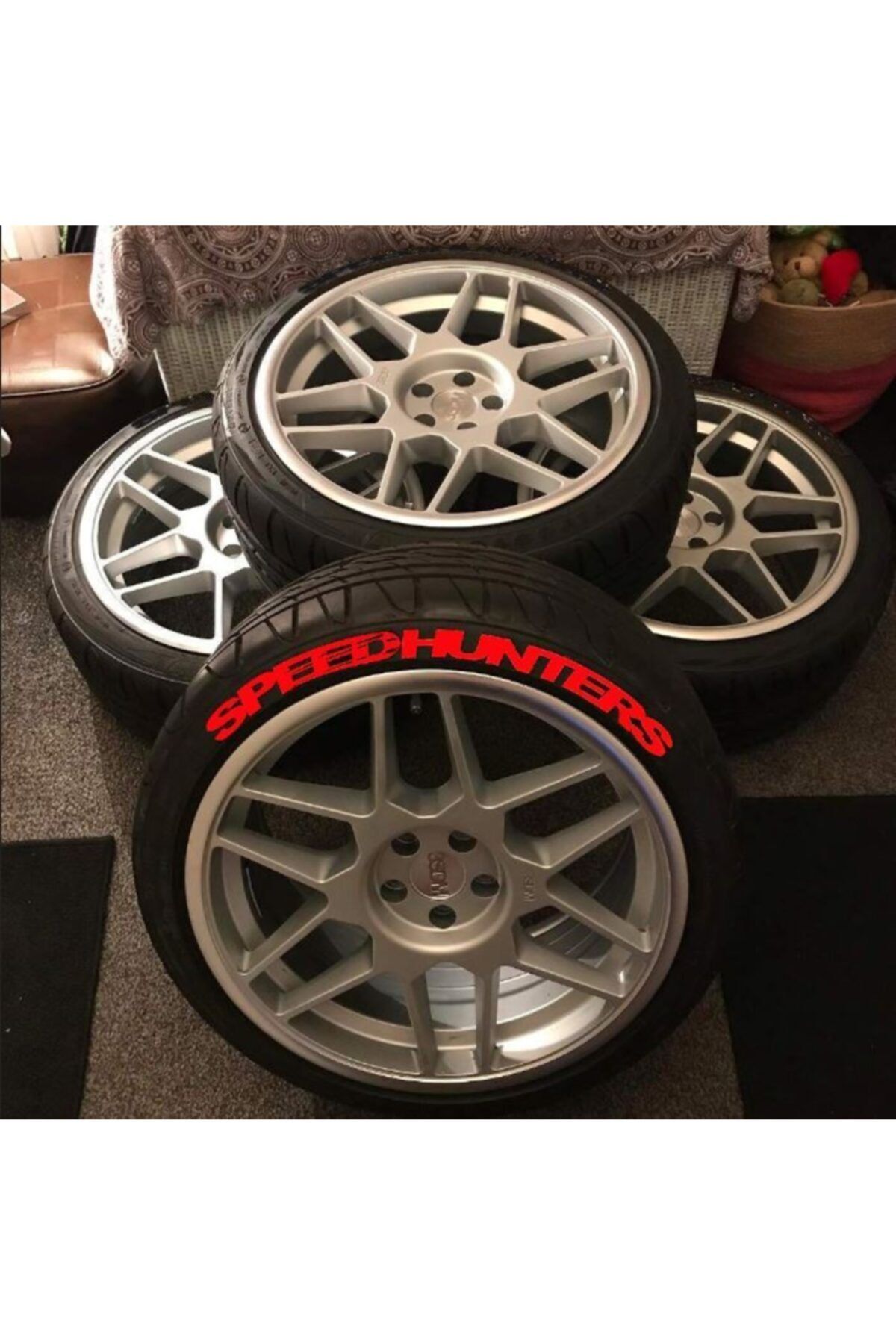 Performance Stickers Motorsiklet Speed Hunters Kırmızı 4 Adet Ince Yanak Lastik Her Lastiğe Uyumlu Sticker