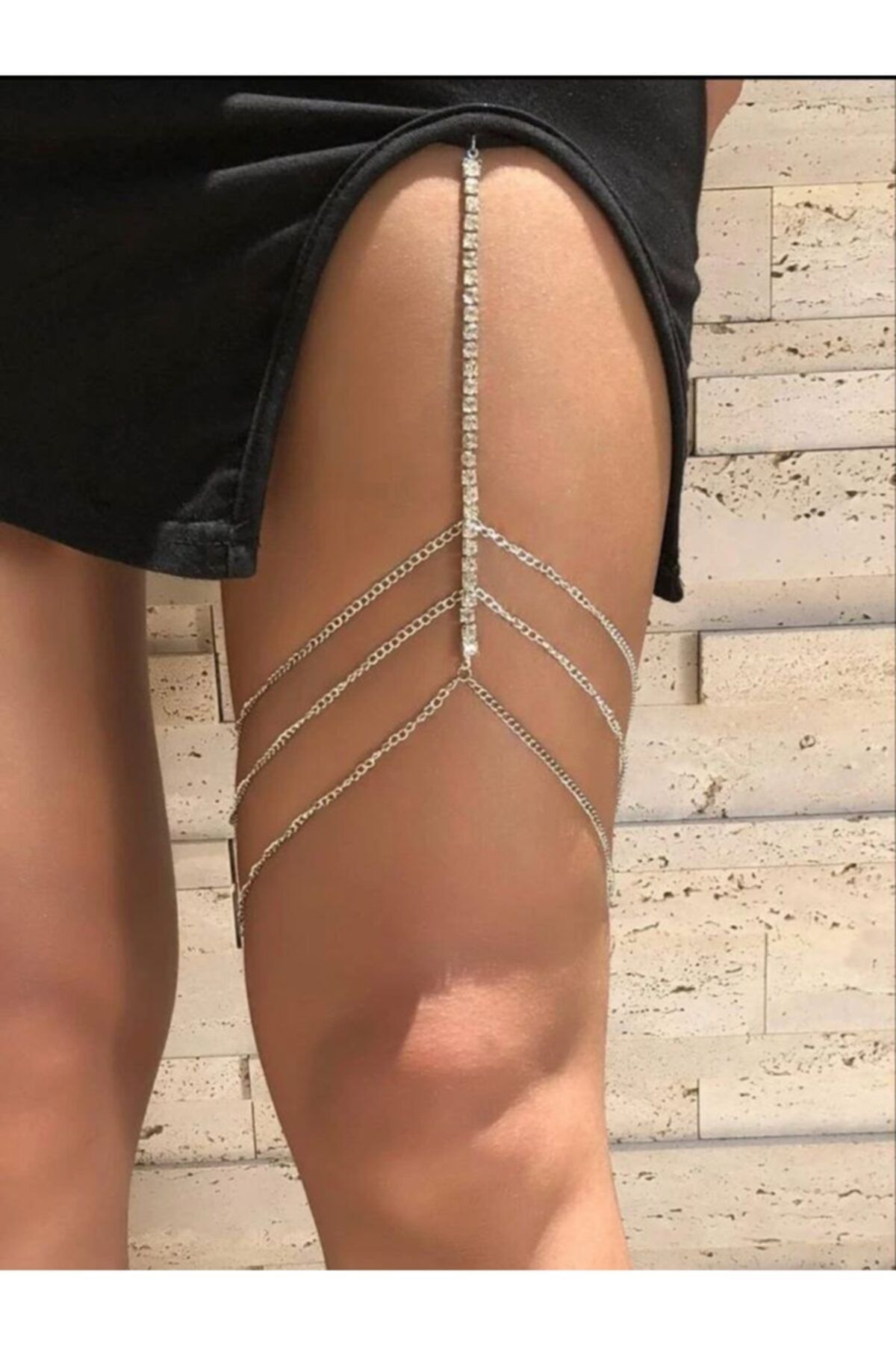 Classy Şerit Pırlanta Taşlı Bacak Aksesuarı Leg Accessory Zirkon