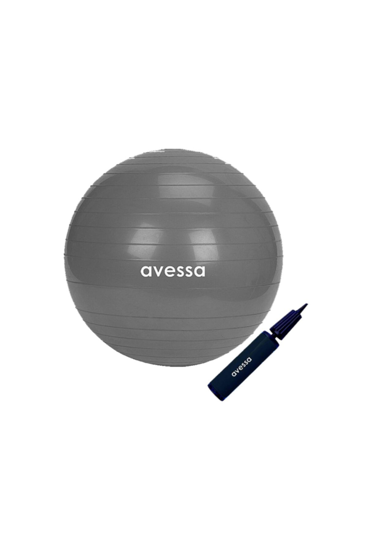 Avessa Pilates Topu 55 cm Gri Pompalı