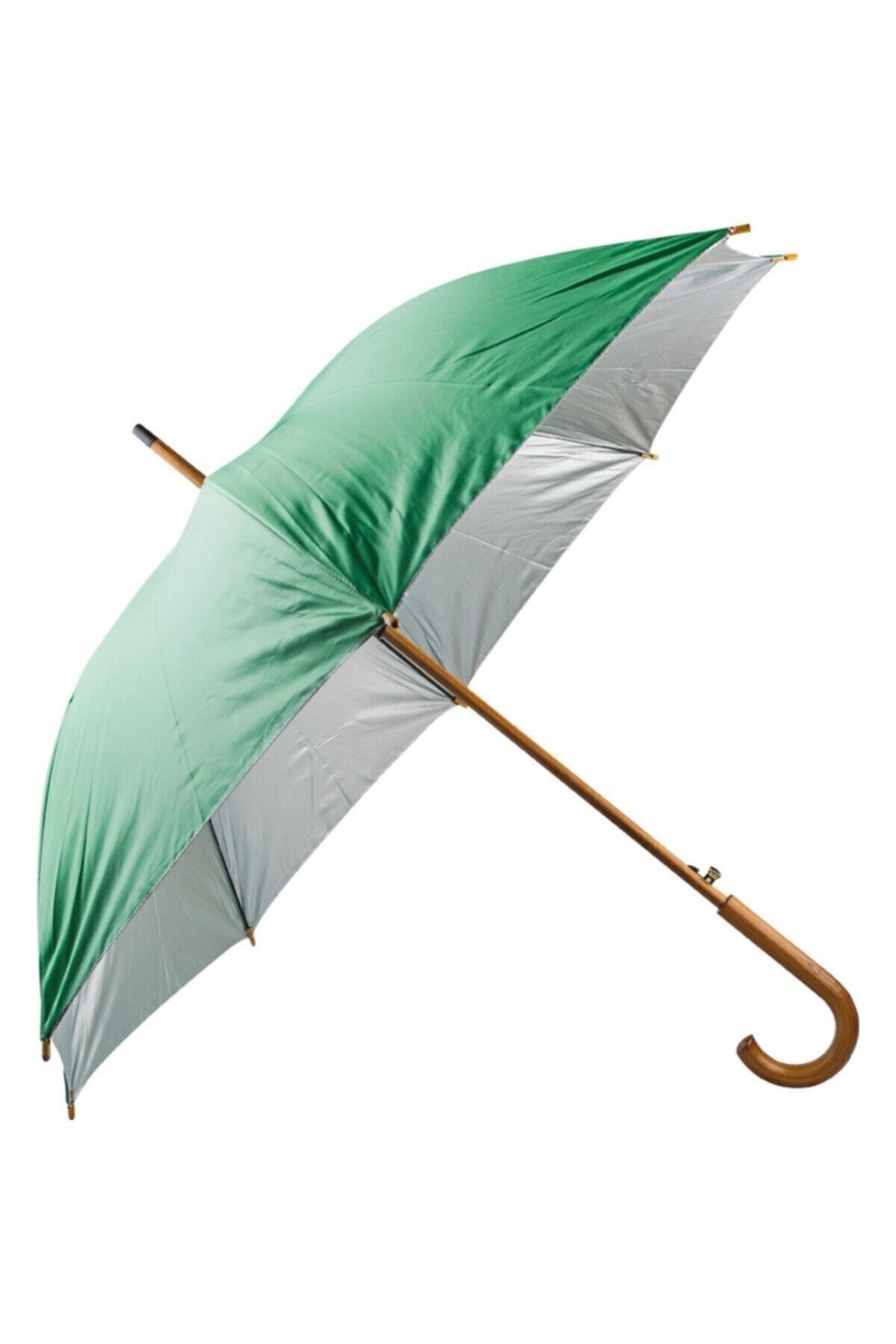 Ubongo Ahşap Saplı, 8 Panelli Renkli Şemsiye, Yeşil